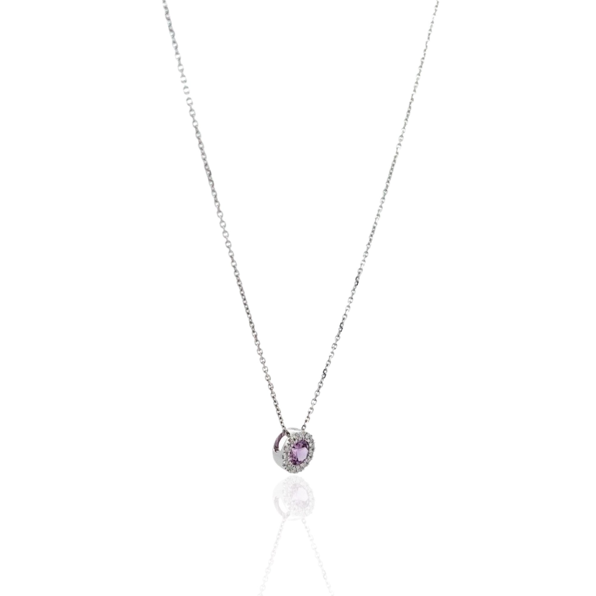 14 Karat White Gold Alexandrite and Diamond Necklace