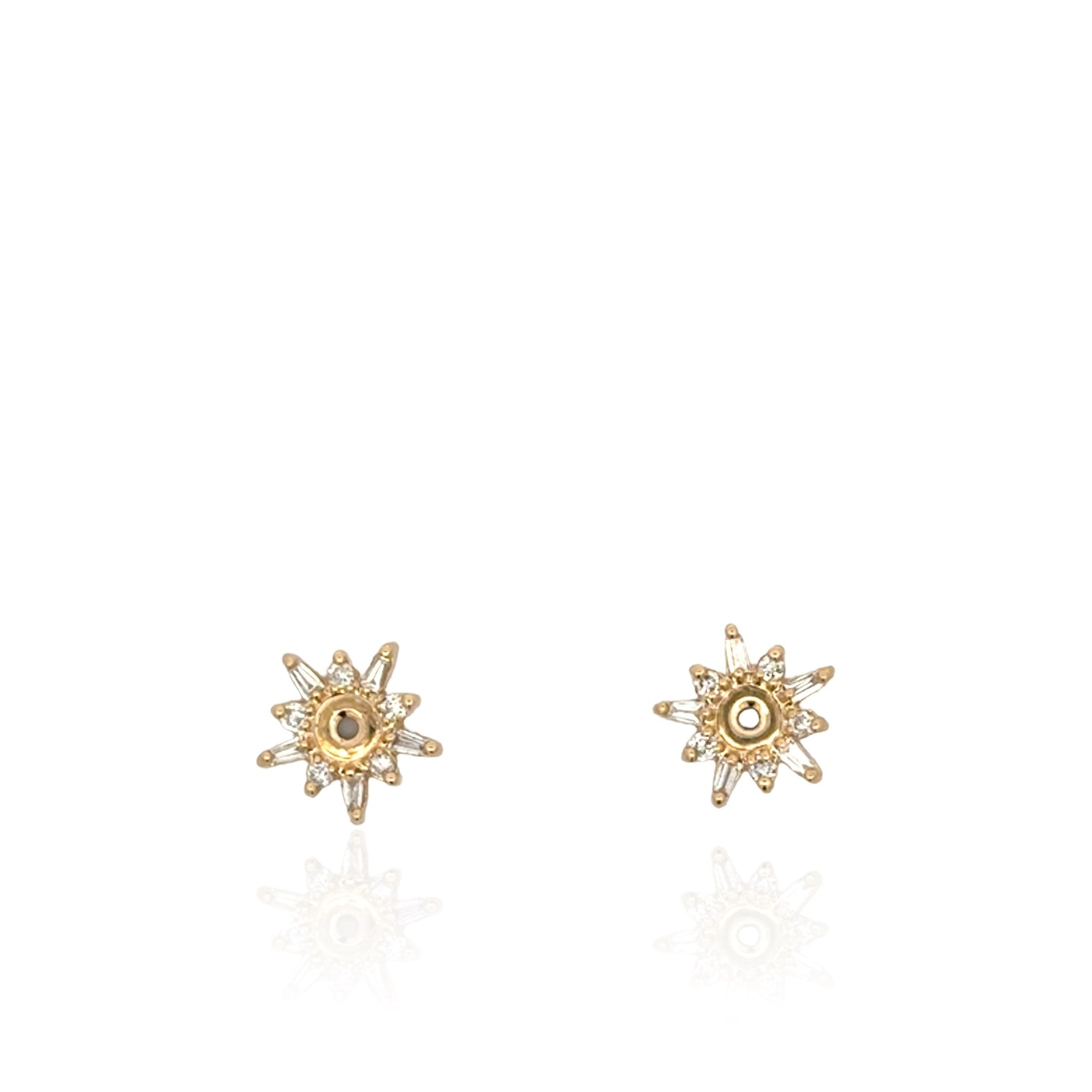 14 Karat Yellow Gold Diamond Earring Jackets