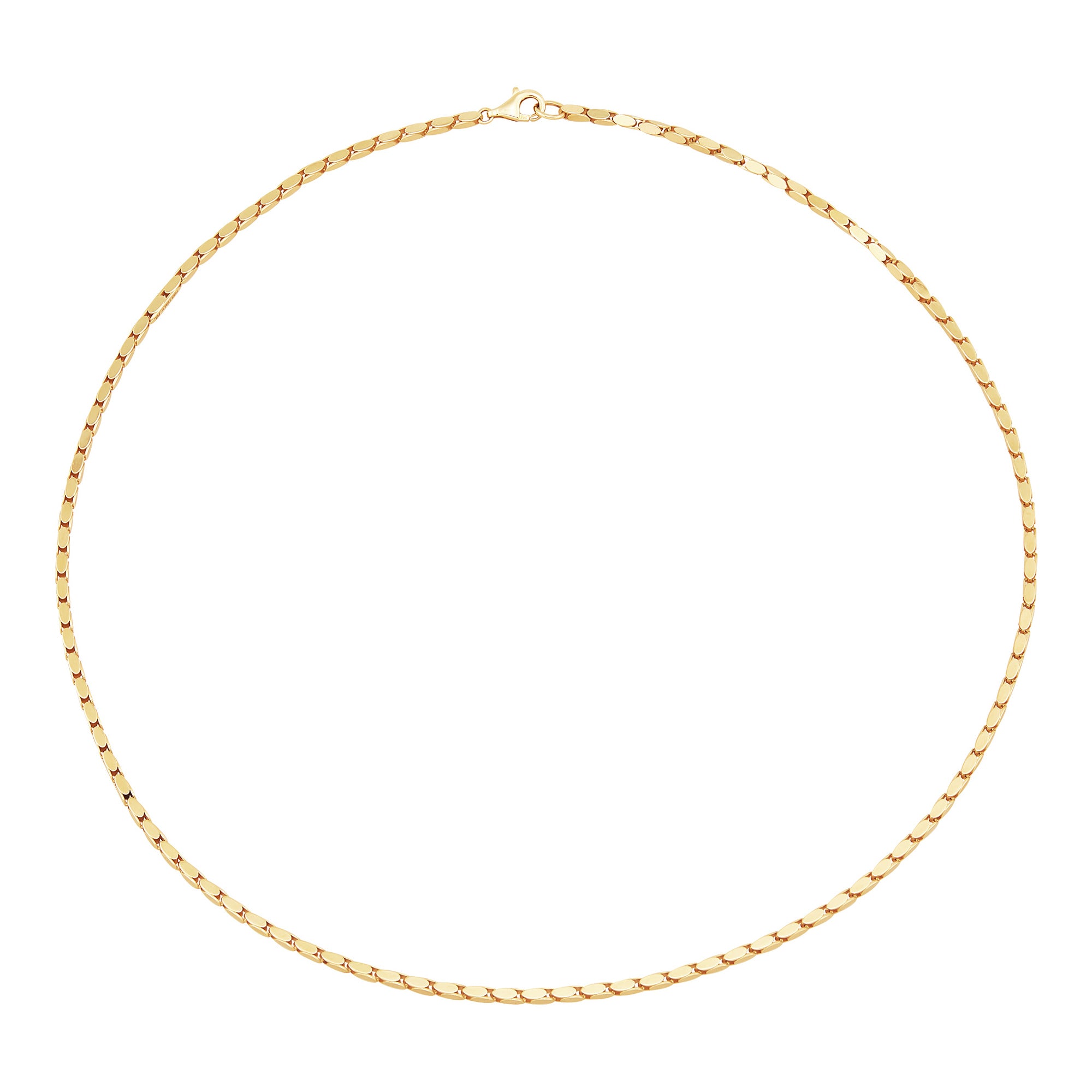 Solid Oval Squared Link Necklace in 14K Yellow Gold, 18"