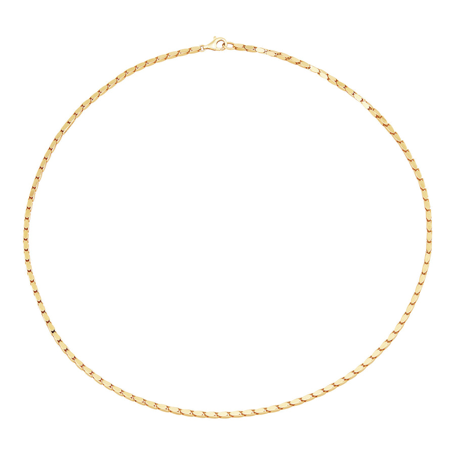 Solid Oval Squared Link Necklace in 14K Yellow Gold, 18"