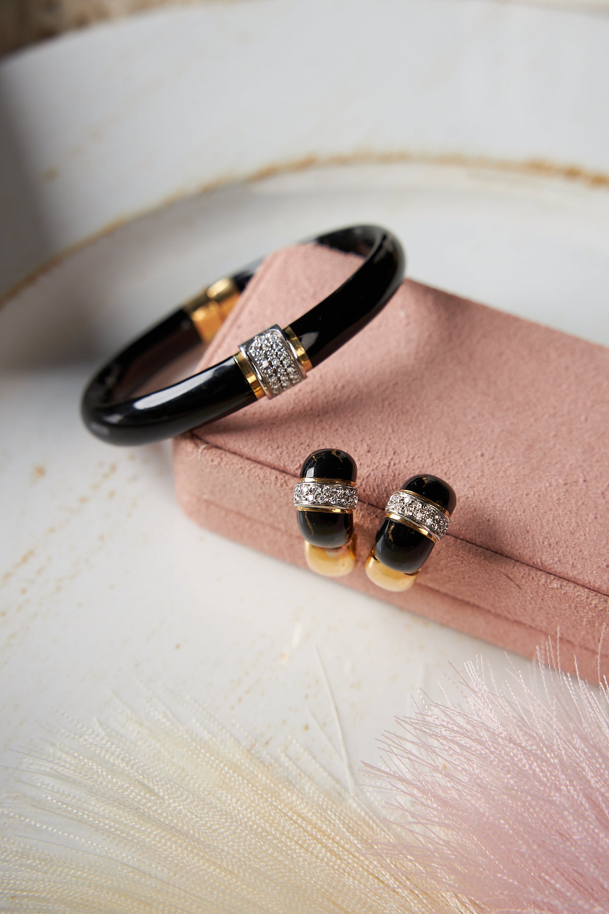 18 Karat Enamel and Diamond Earrings