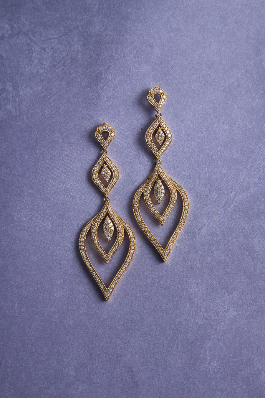 18 Karat Yellow Gold and Diamond Chandelier Earrings