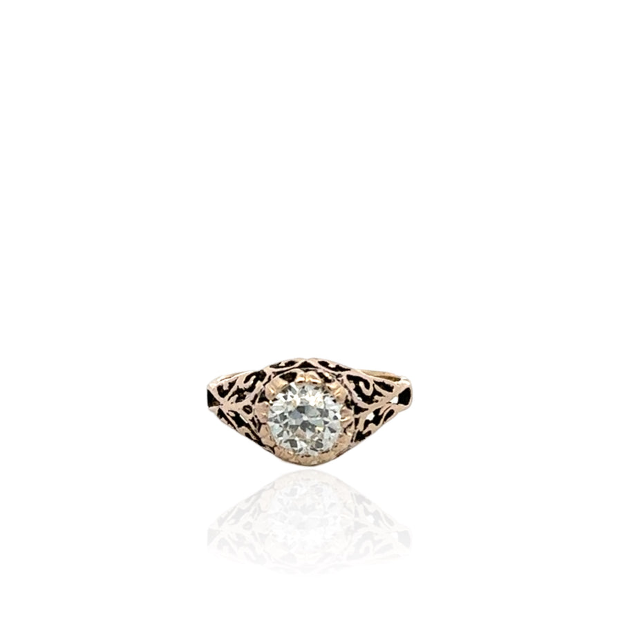 1.21ct Old European Cut Diamond Filigree Engagement Ring in 14K Yellow Gold