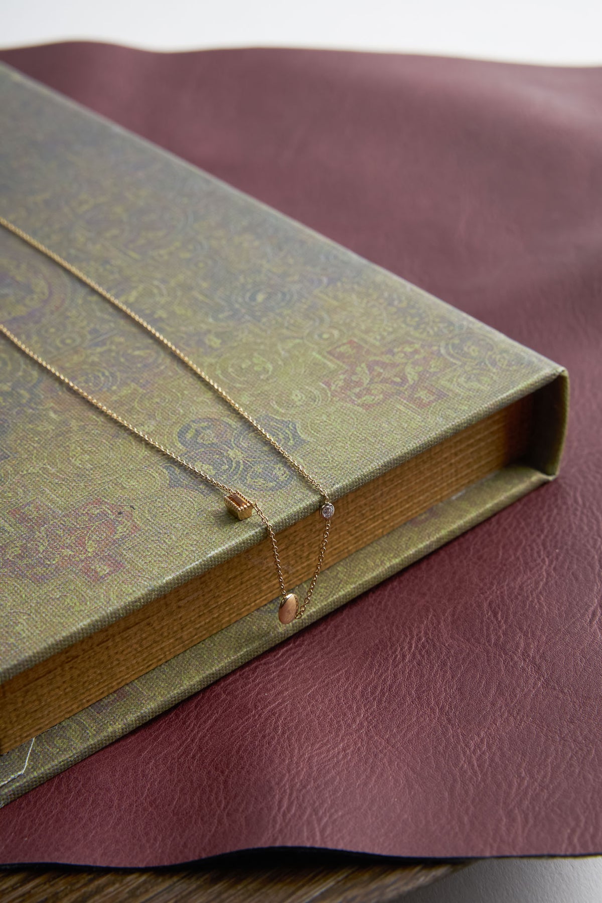 14 Karat Yellow Gold Citrine and Diamond Necklace