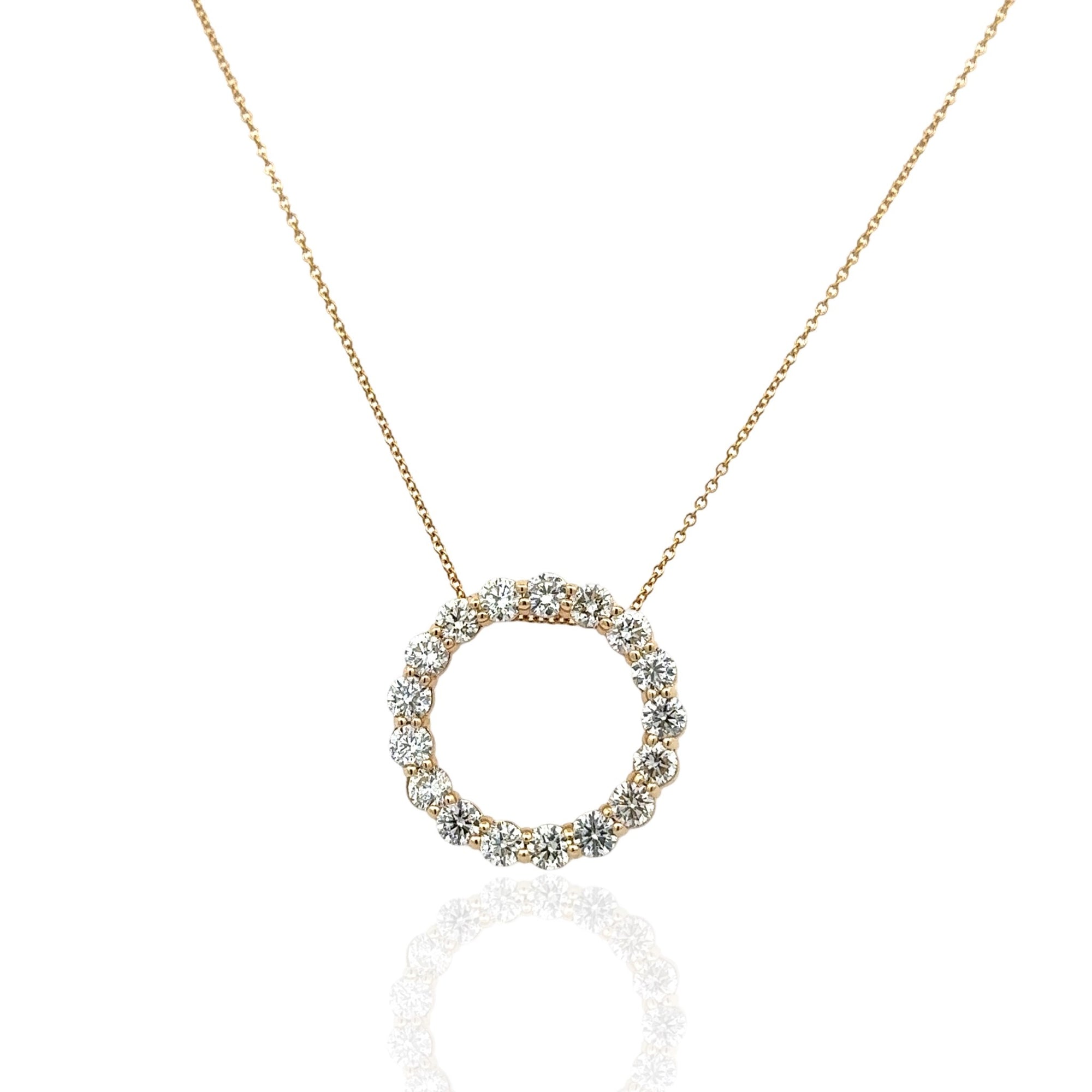 Diamond Circle Pendant in 14K Gold, 3.14ctw