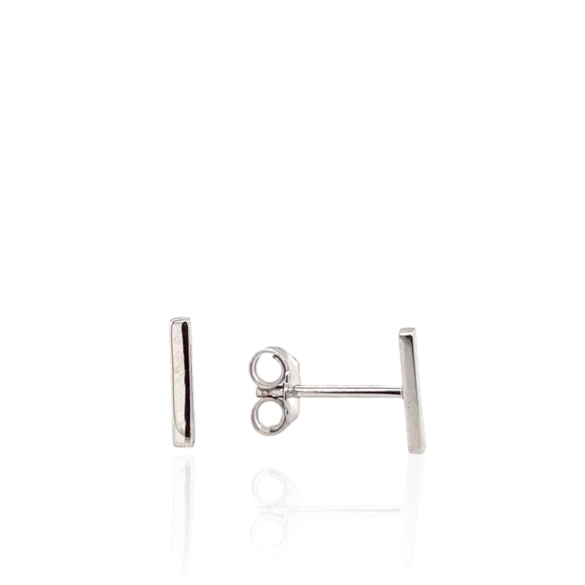 14 Karat White Gold Bar Stud Earrings