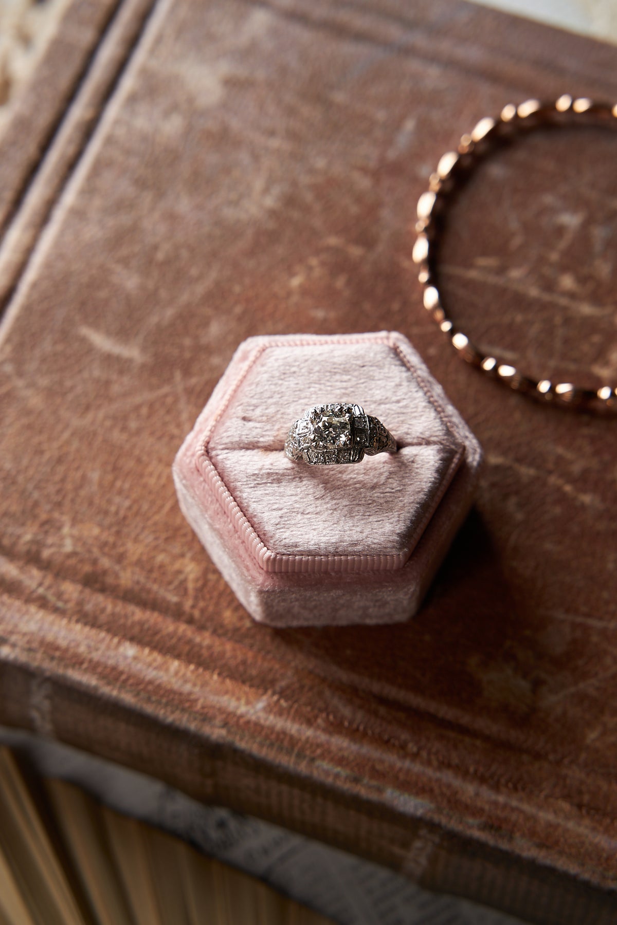 Art Nouveau Style Platinum Diamond Ring