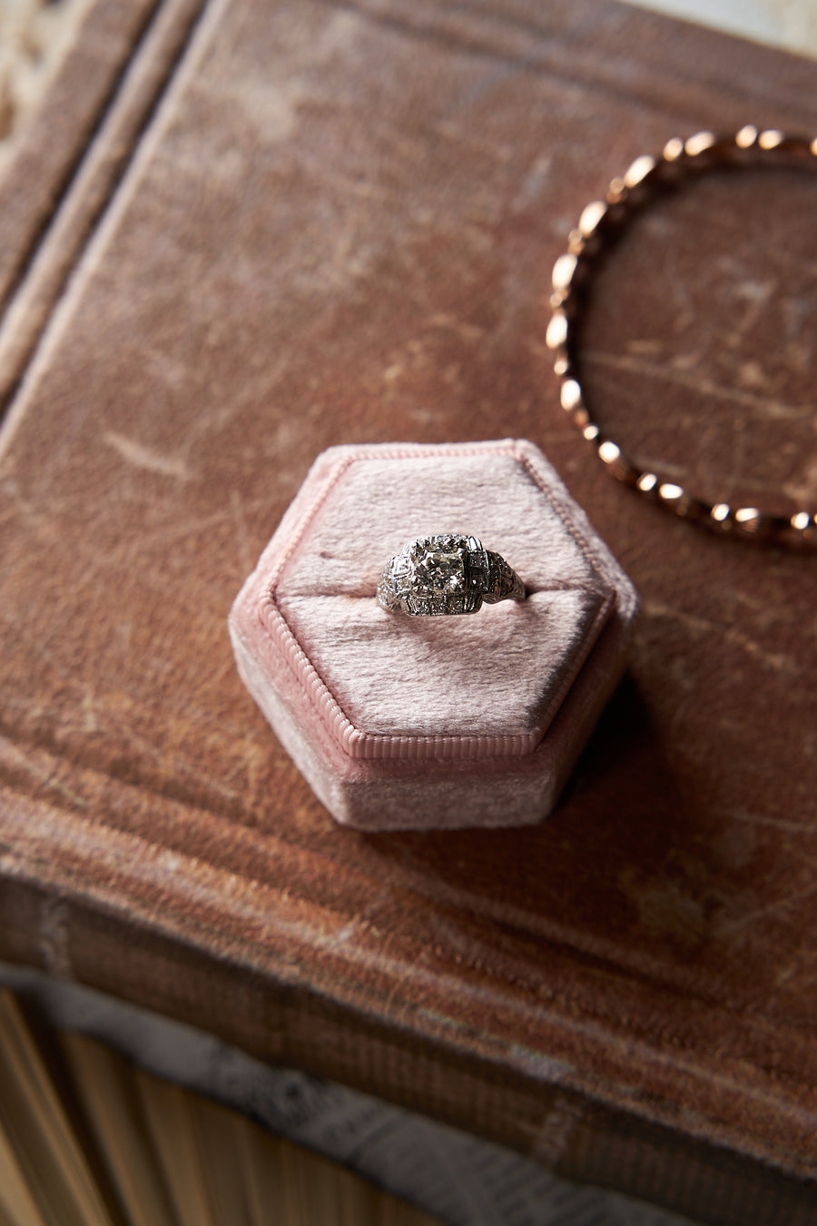 Art Nouveau Style Platinum Diamond Ring