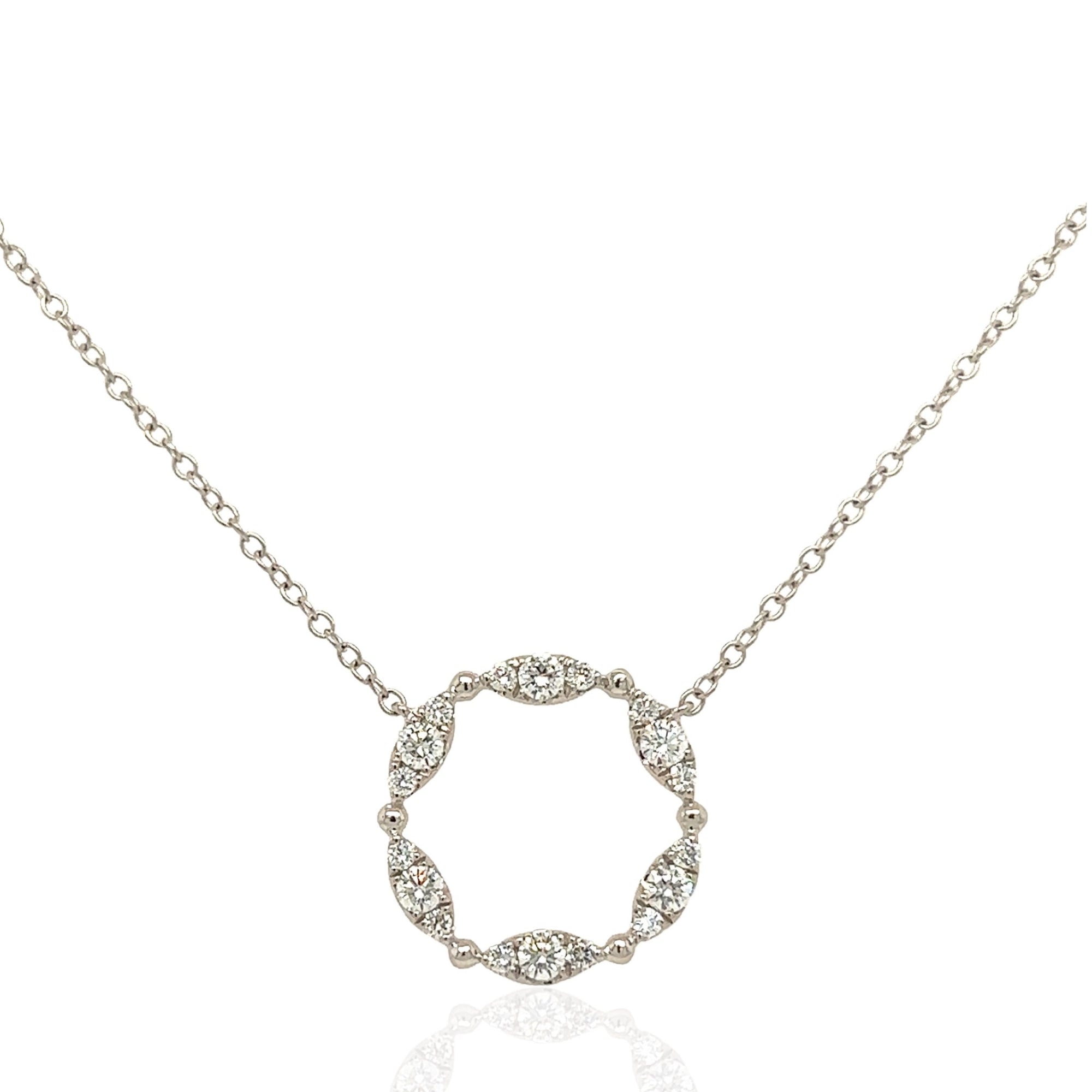 14 Karat White Gold Diamond Station Necklace