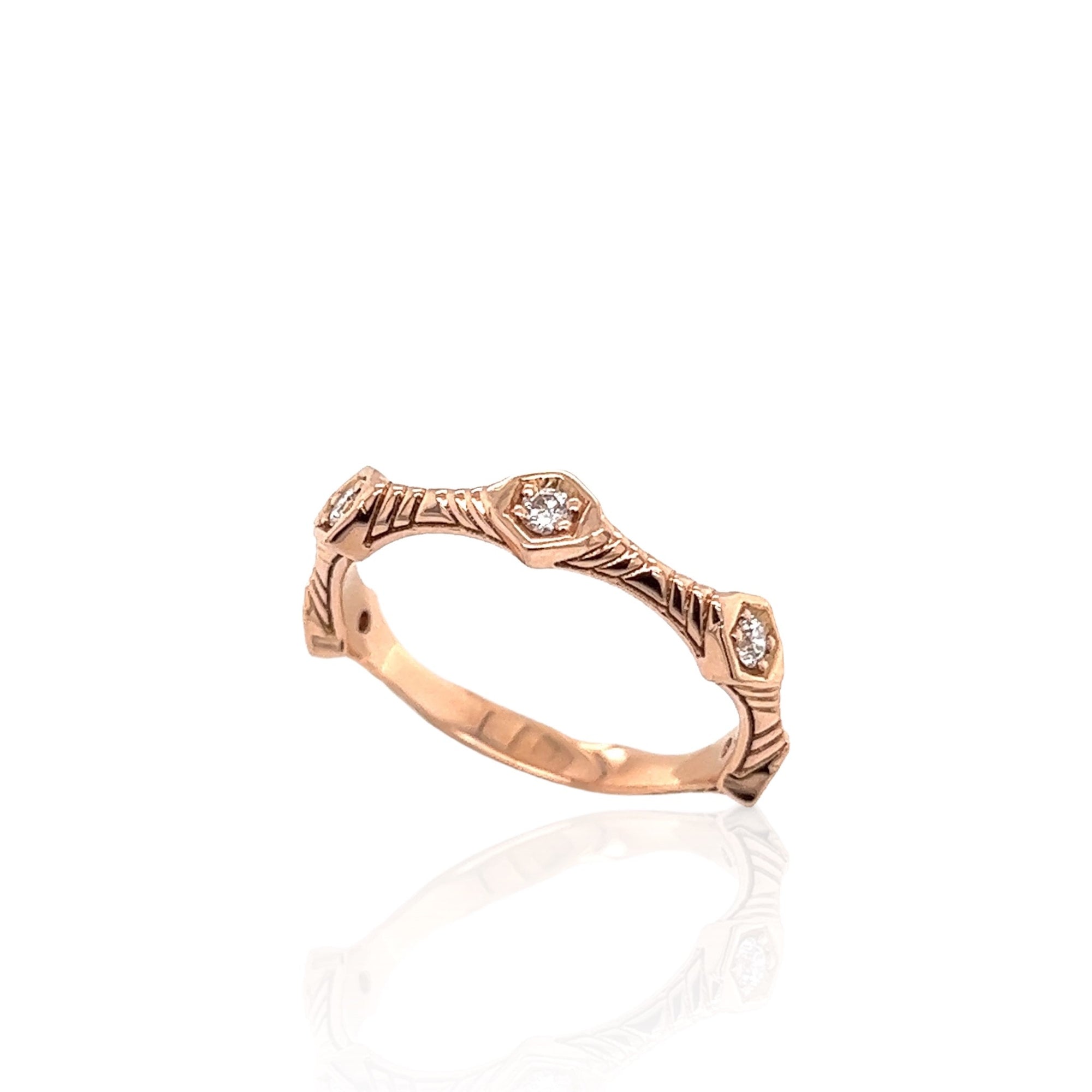 Diamond Hexagon Band in 14K Rose Gold