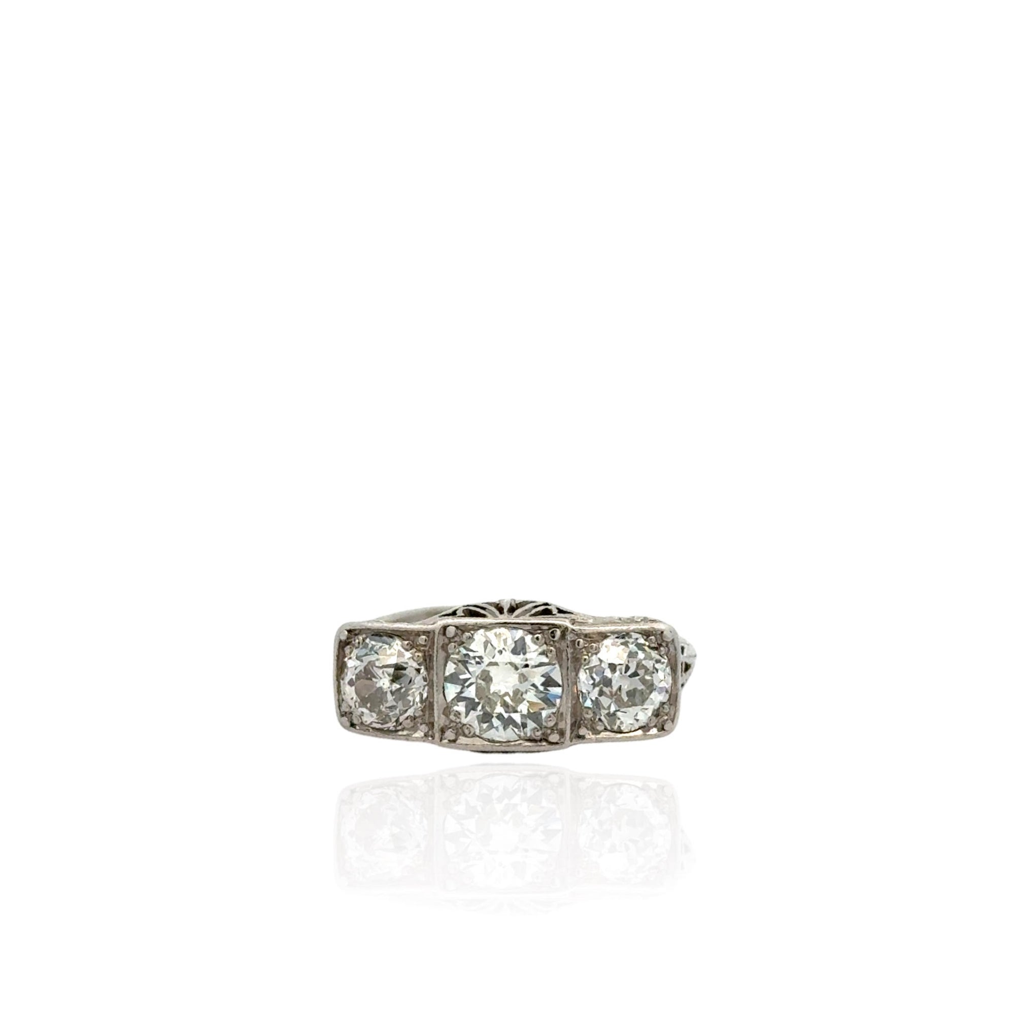 Platinum Old European Cut Diamond Ring – 2.44 CTTW, Handmade Vintage-Inspired Design