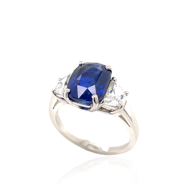 Platinum Sri Lankan Blue Sapphire and Diamond Ring