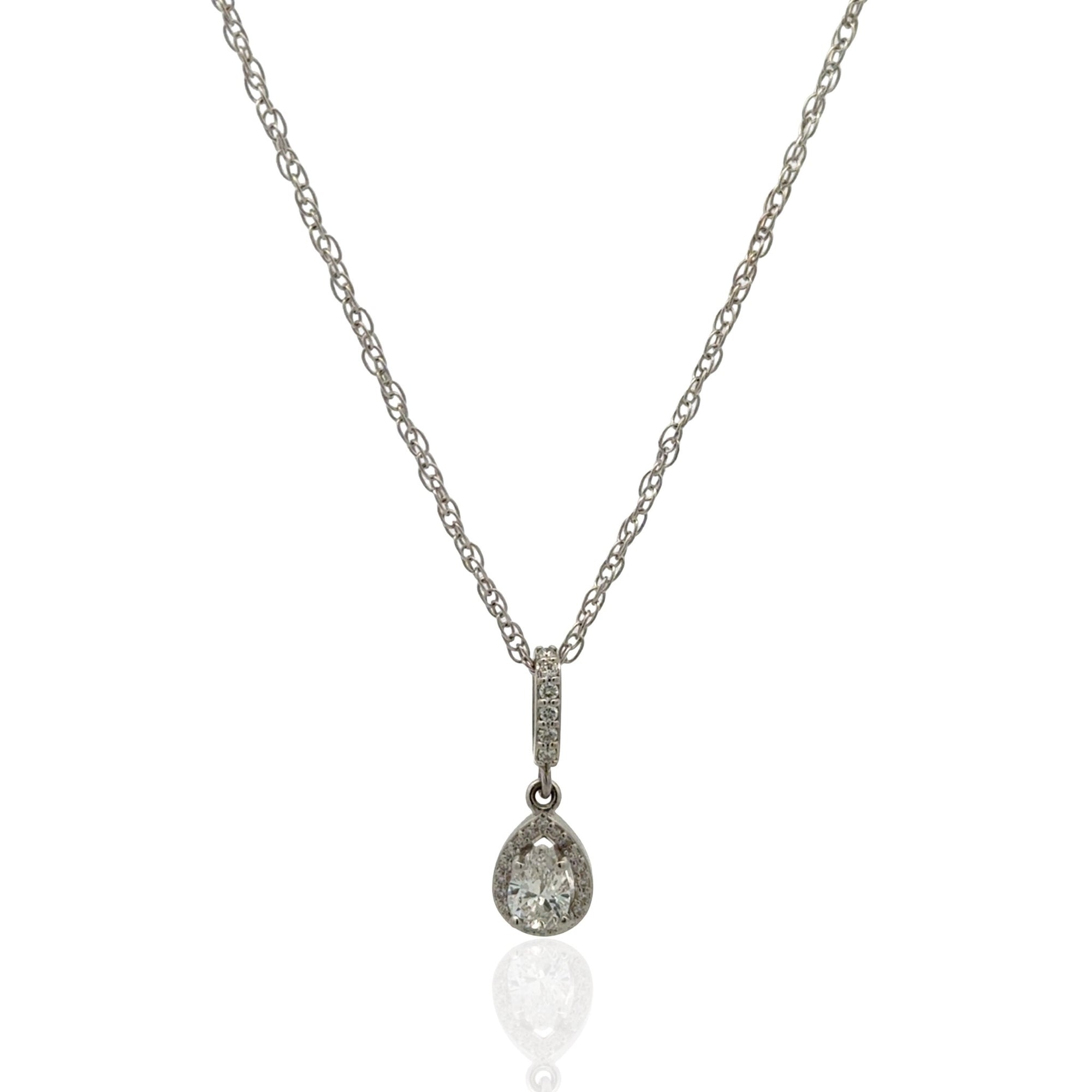 14 Karat White Gold Diamond Pendant