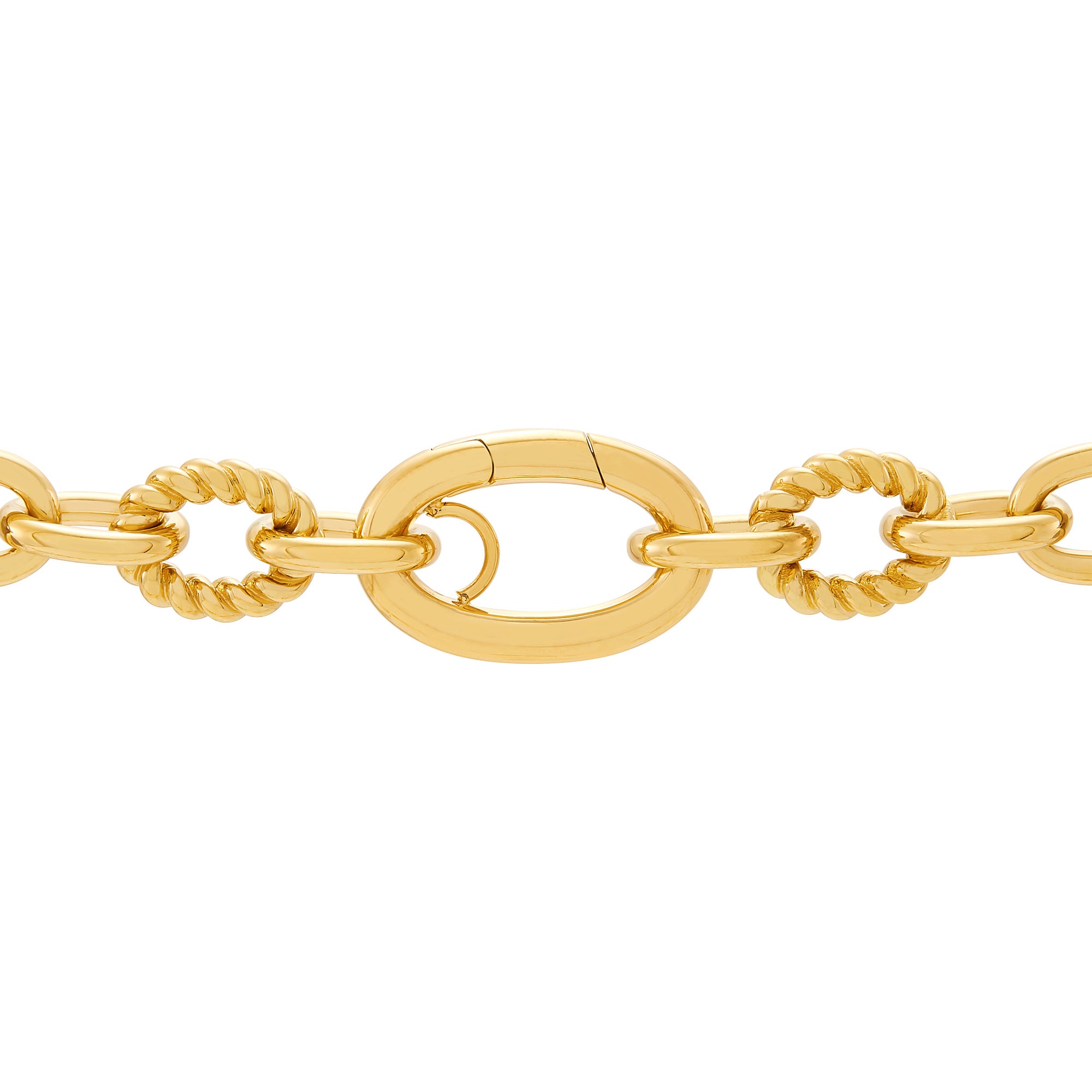 Polished & Rope Paperclip Link Necklace in 14K Yellow Gold