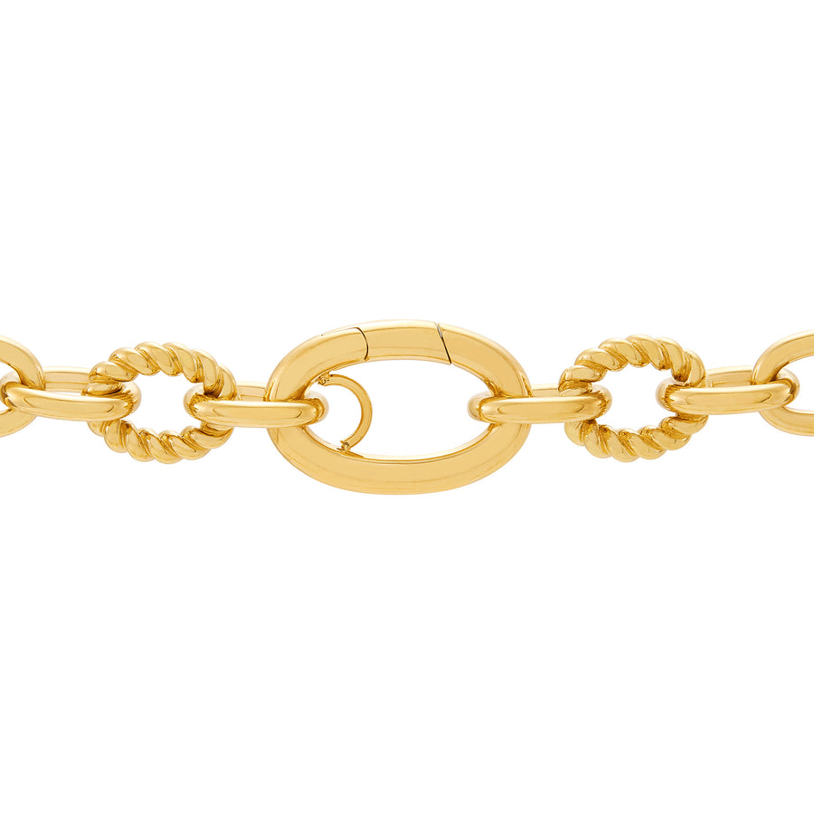 Polished & Rope Paperclip Link Necklace in 14K Yellow Gold