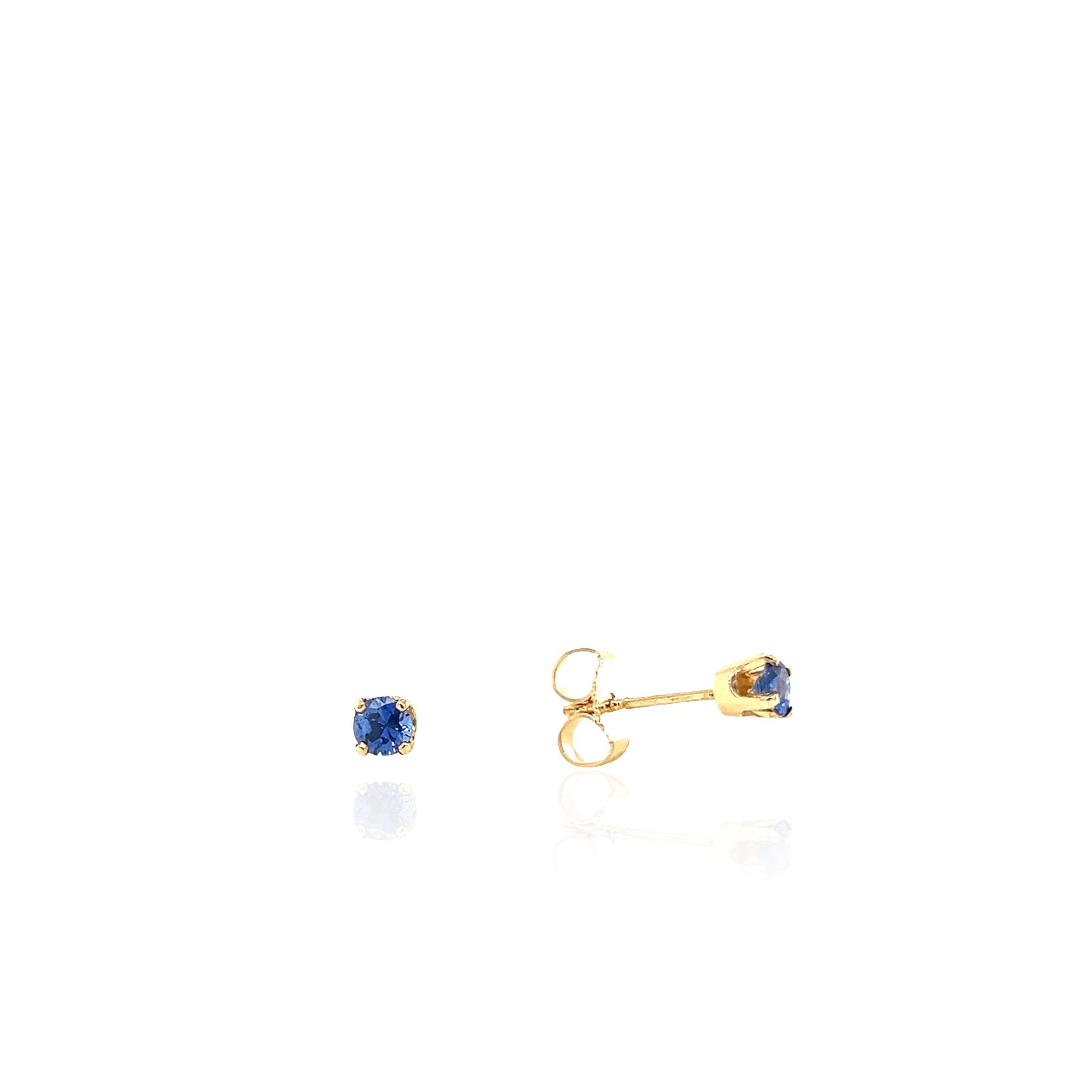 14 Karat Yellow Gold Ceylon Sapphire Earrings
