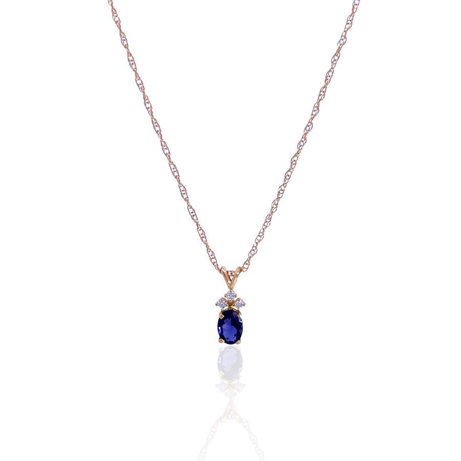14 Karat Yellow Gold Iolite and Diamond Necklace