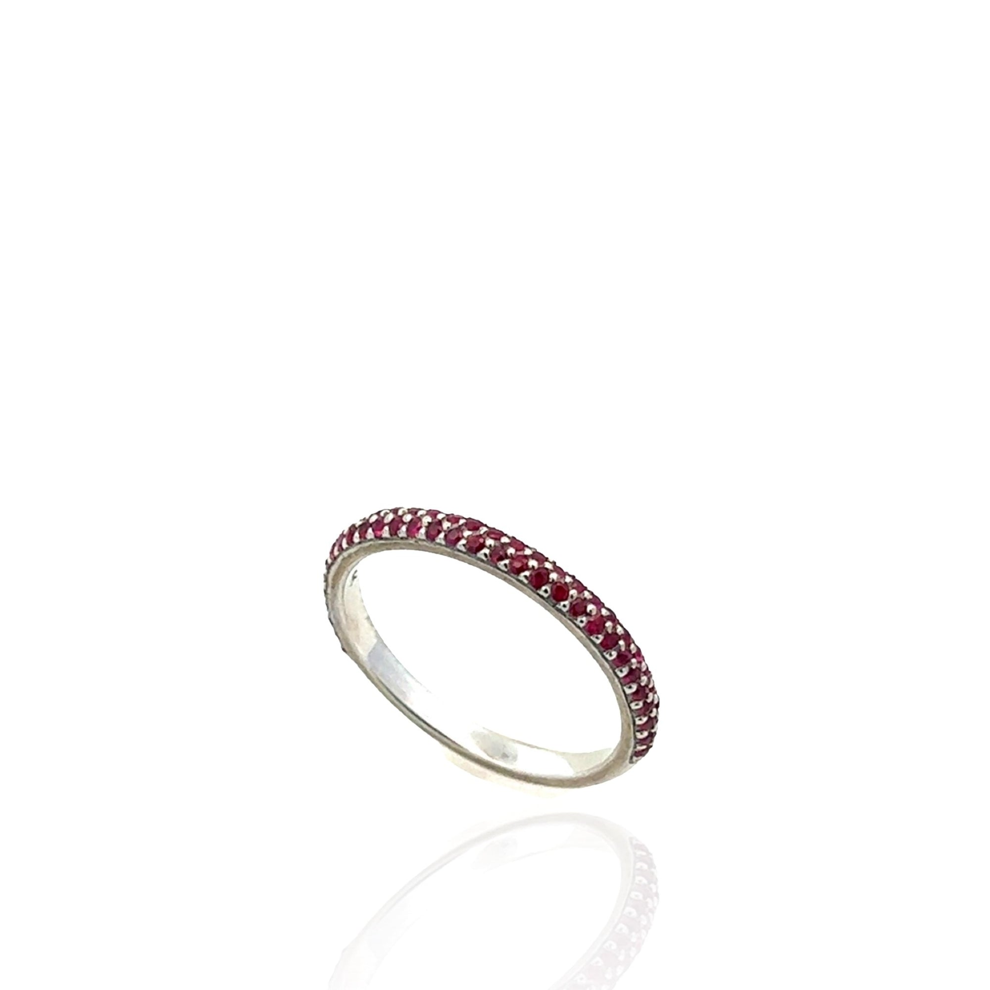 14 Karat White Gold and Ruby Band