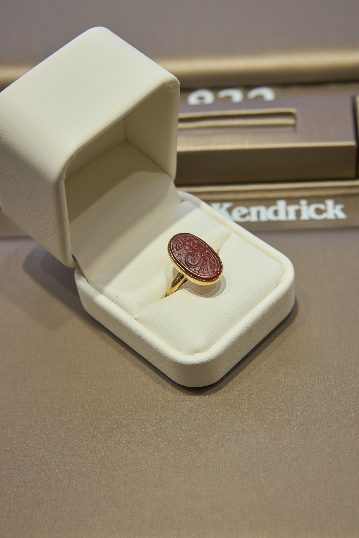18 Karat Yellow Gold Red Onyx Ring