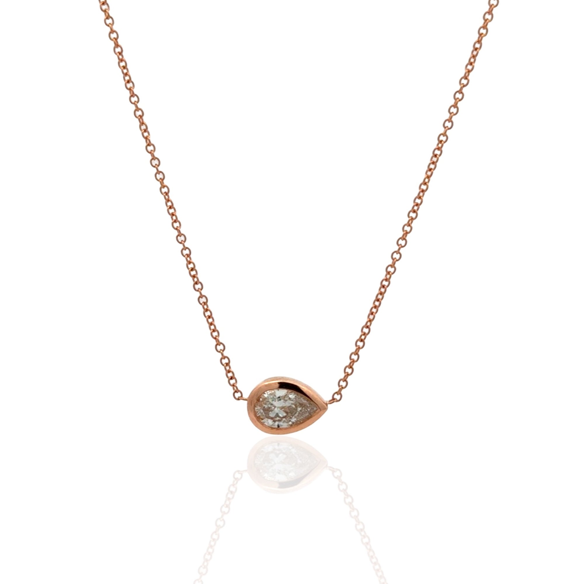 14 Karat Rose Gold Bezel Set Diamond Necklace
