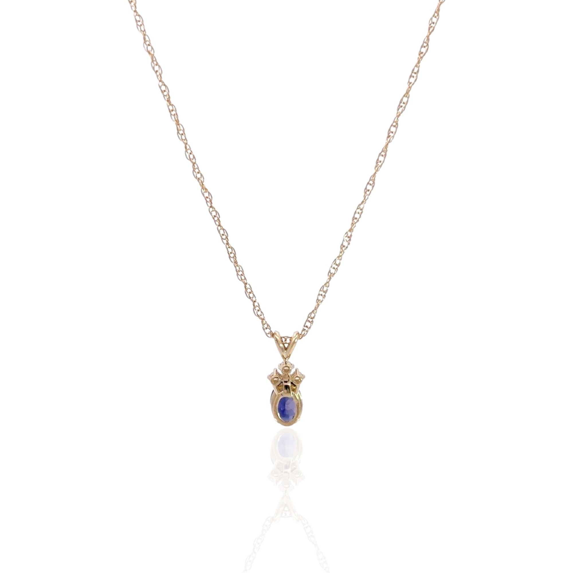 14 Karat Yellow Gold Iolite and Diamond Necklace