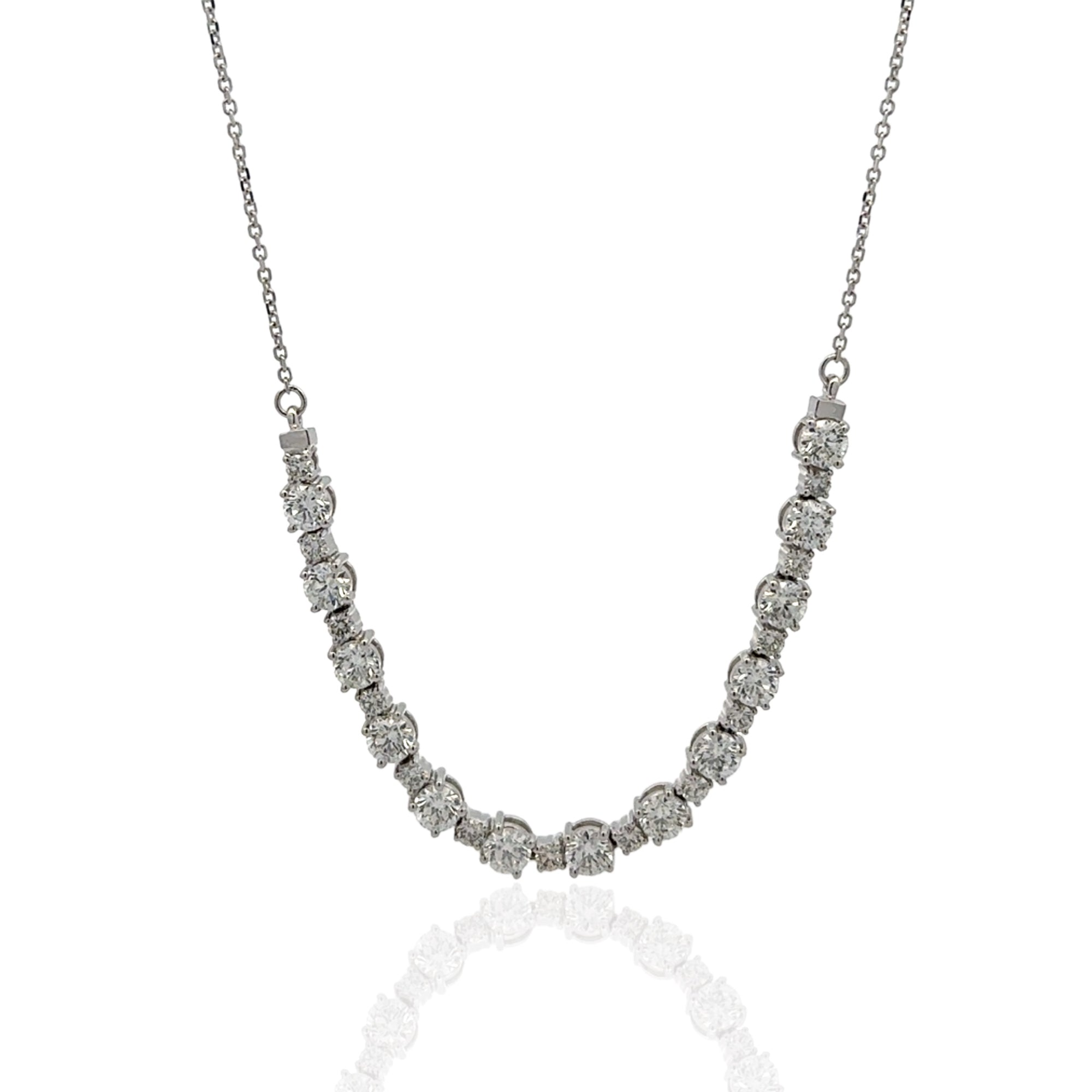 14 Karat White Gold Diamond Chain Necklace