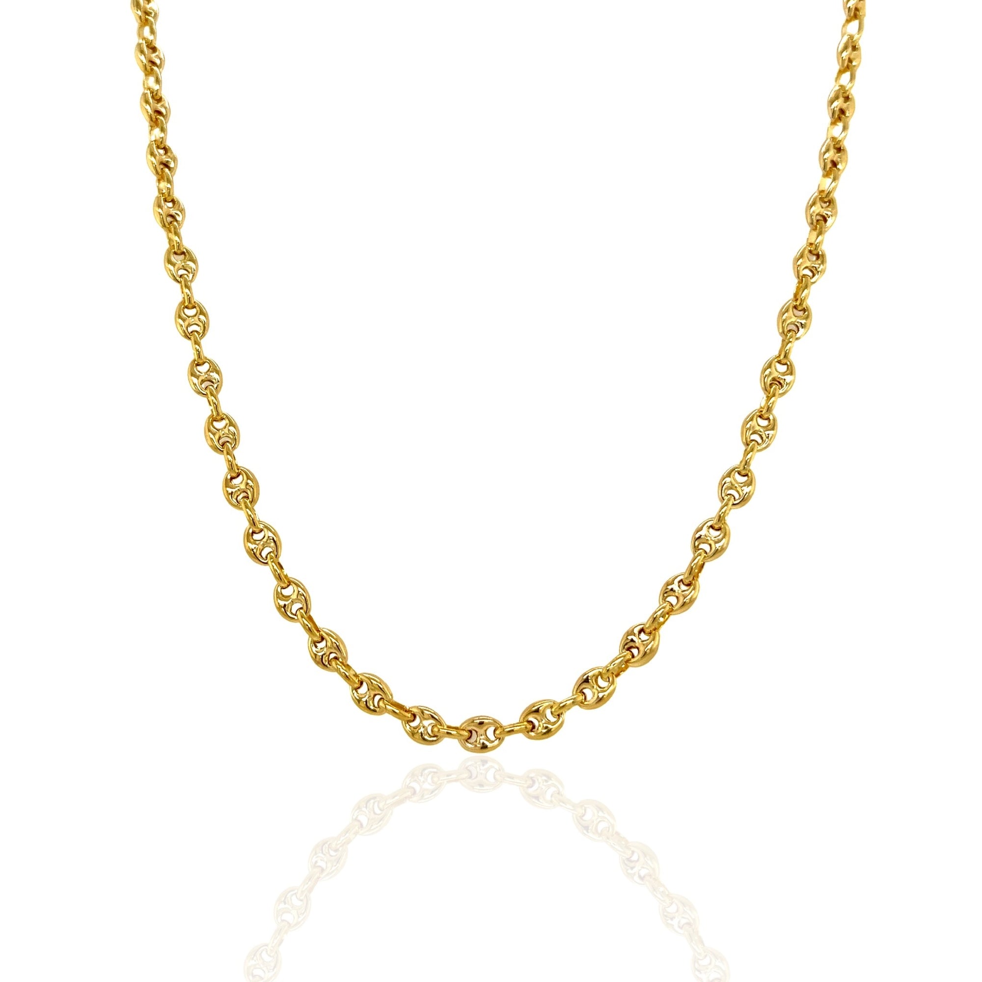 14 Karat Yellow Gold Puffed Mariner Chain