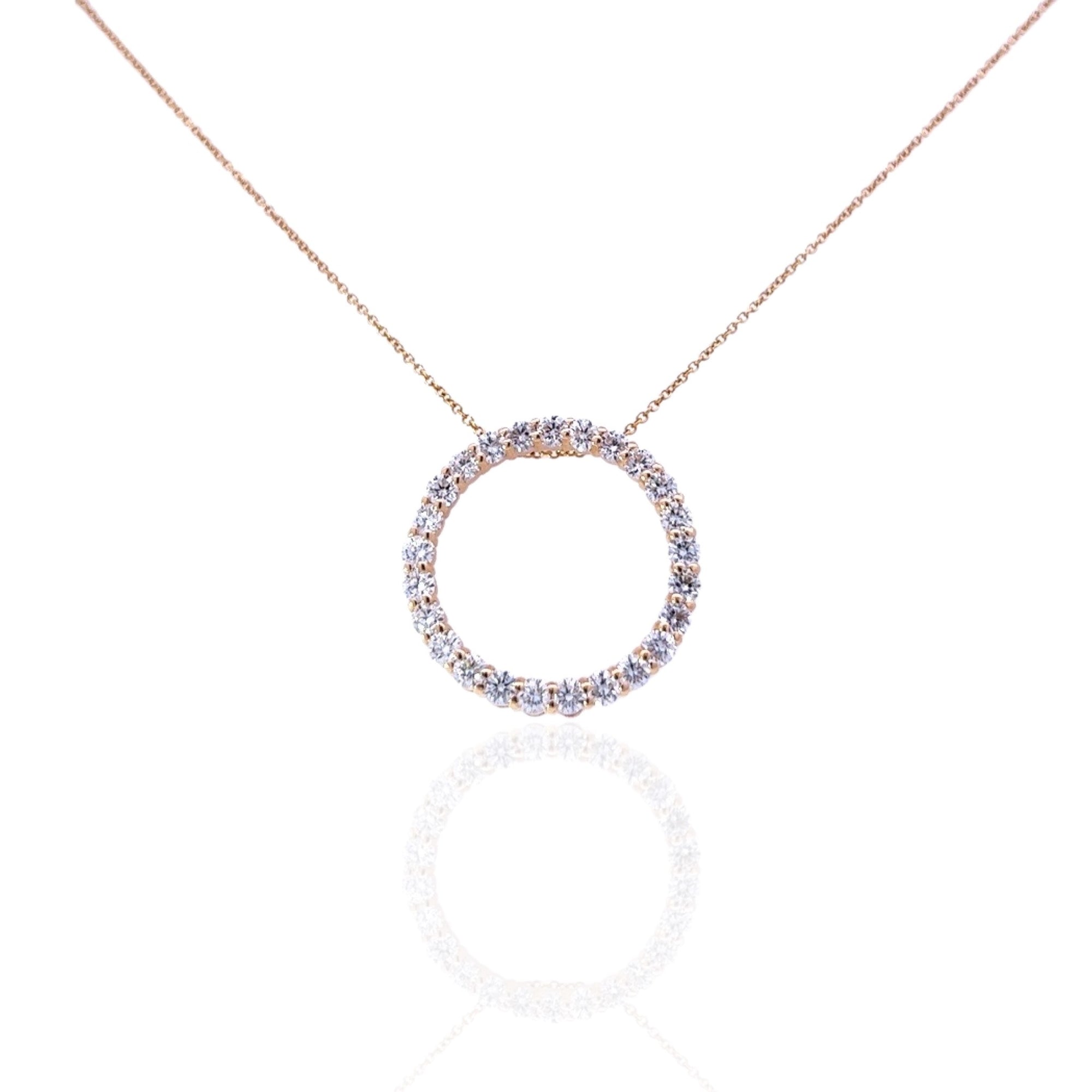 14 Karat Yellow Gold Circle of Diamonds Necklace