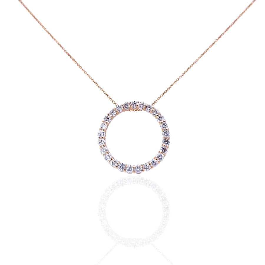 14 Karat Yellow Gold Circle of Diamonds Necklace