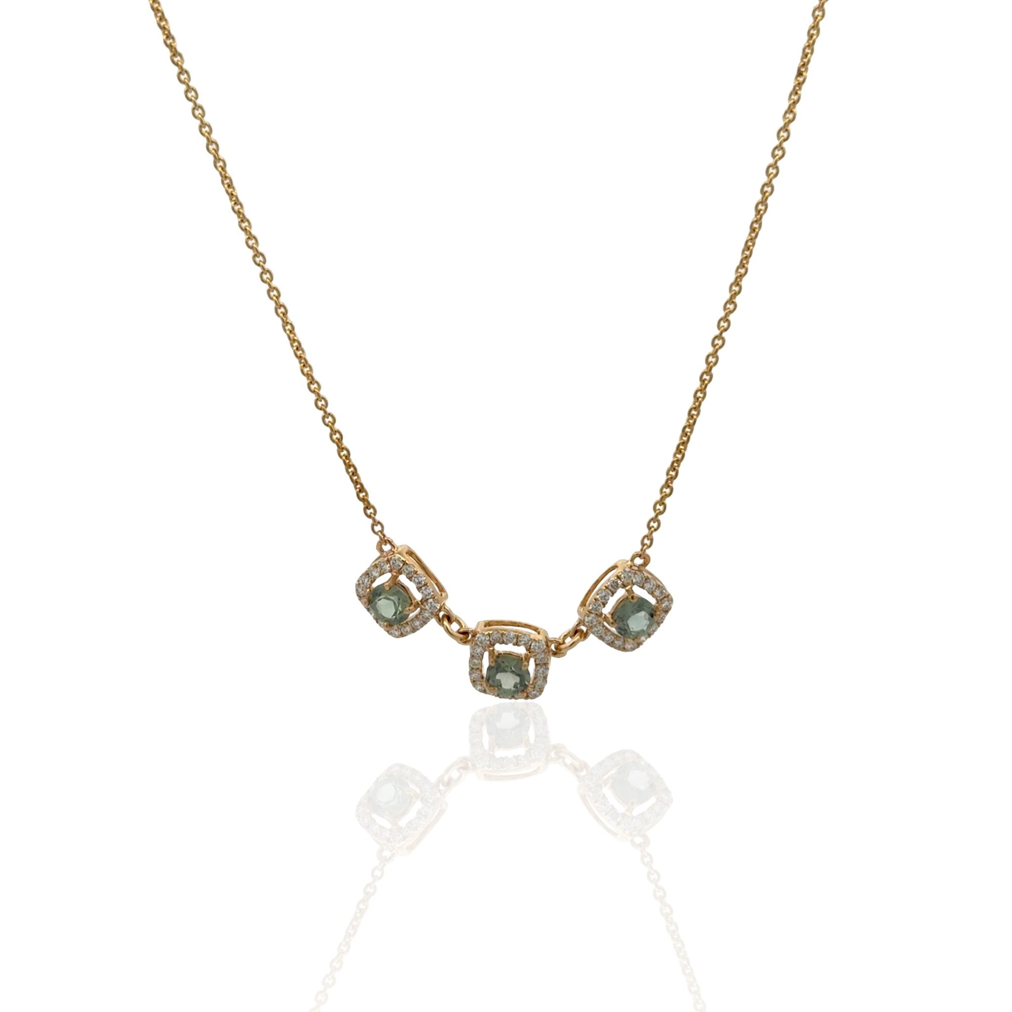 14 Karat Yellow Gold Alexandrite and Diamond Necklace