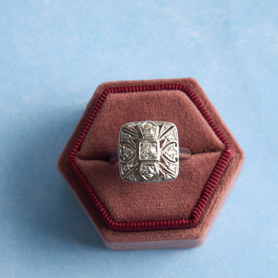 Antique Art Nouveau Platinum Diamond Ring