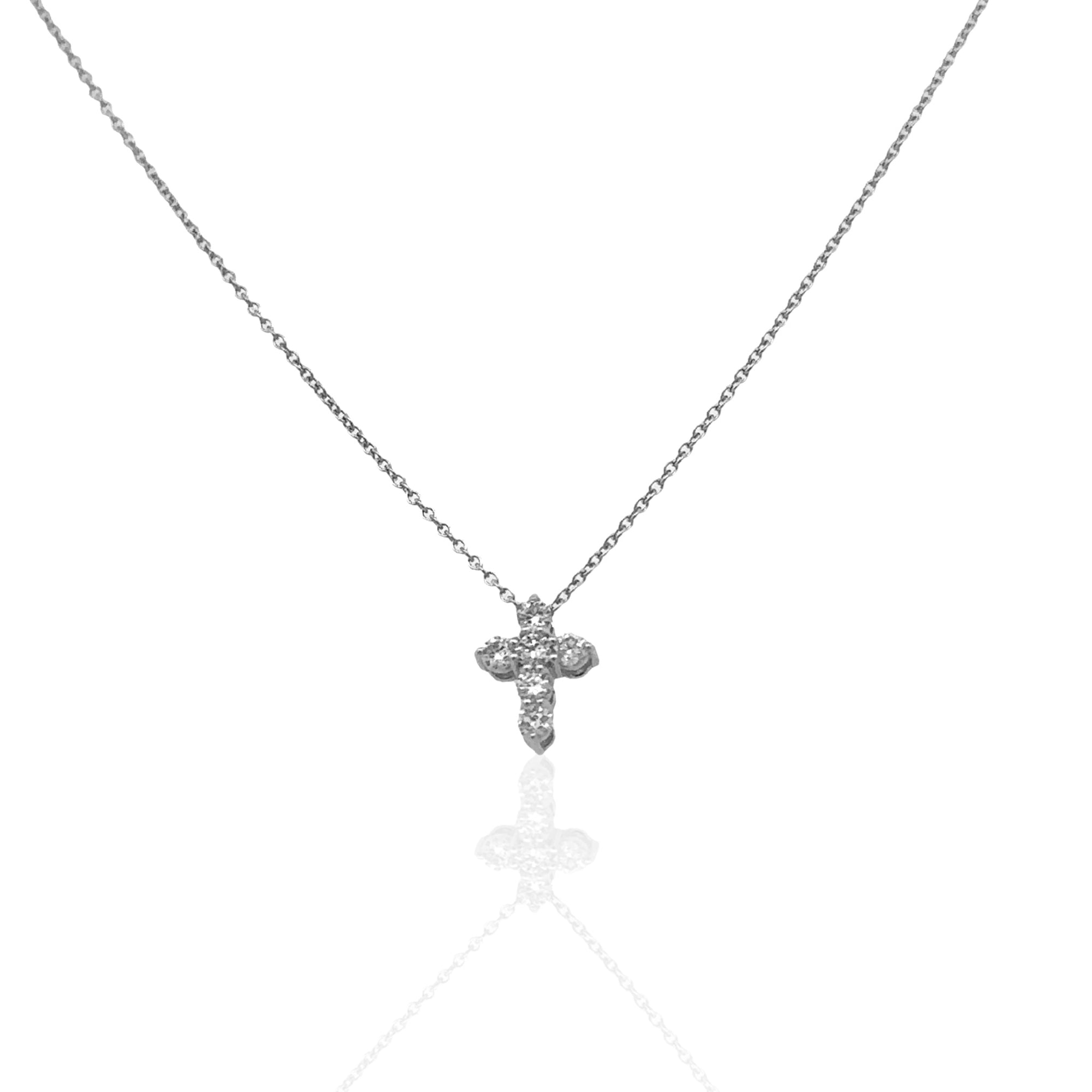 14 Karat White Gold Diamond Cross Pendant