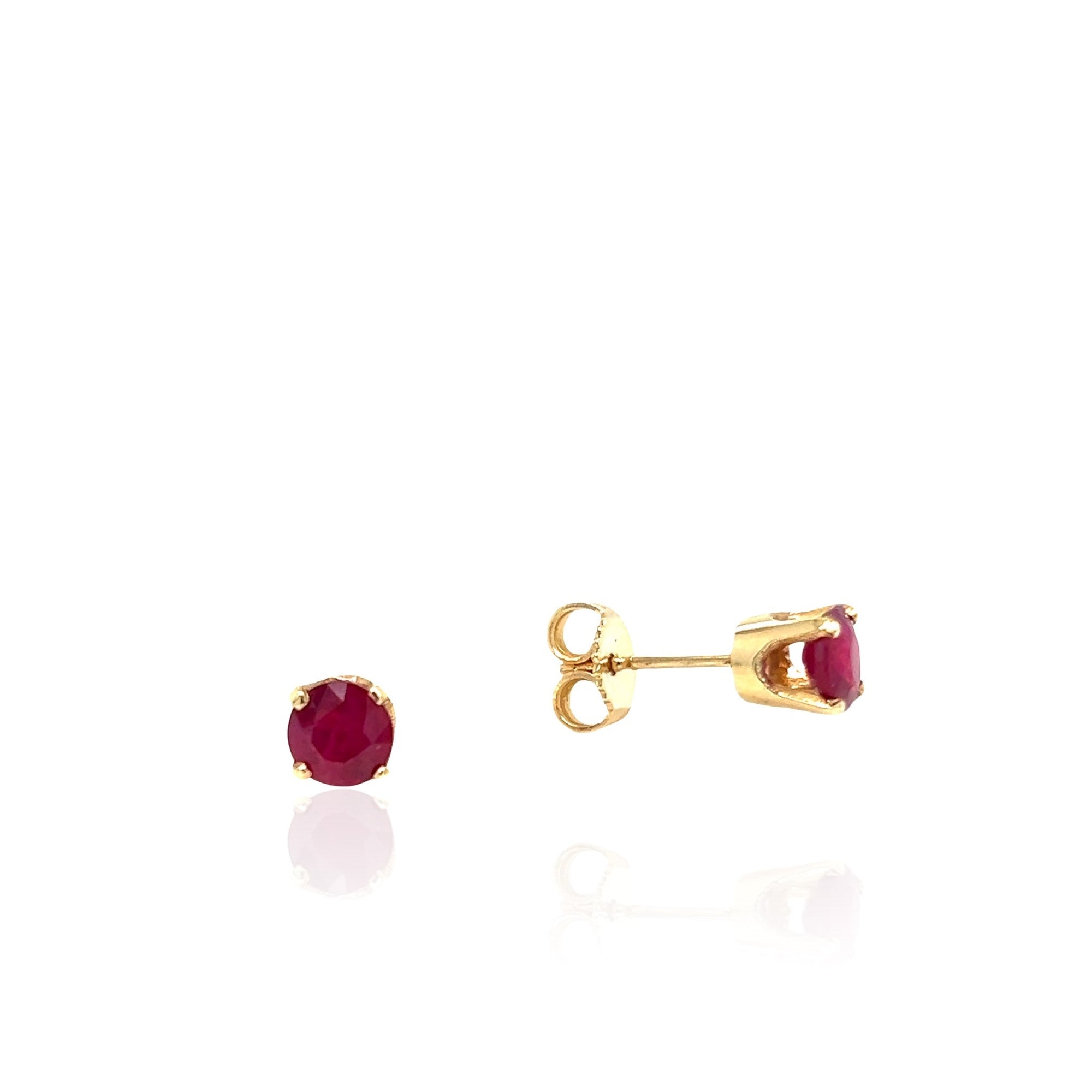 14 Karat Yellow Gold Burmese Ruby Earrings
