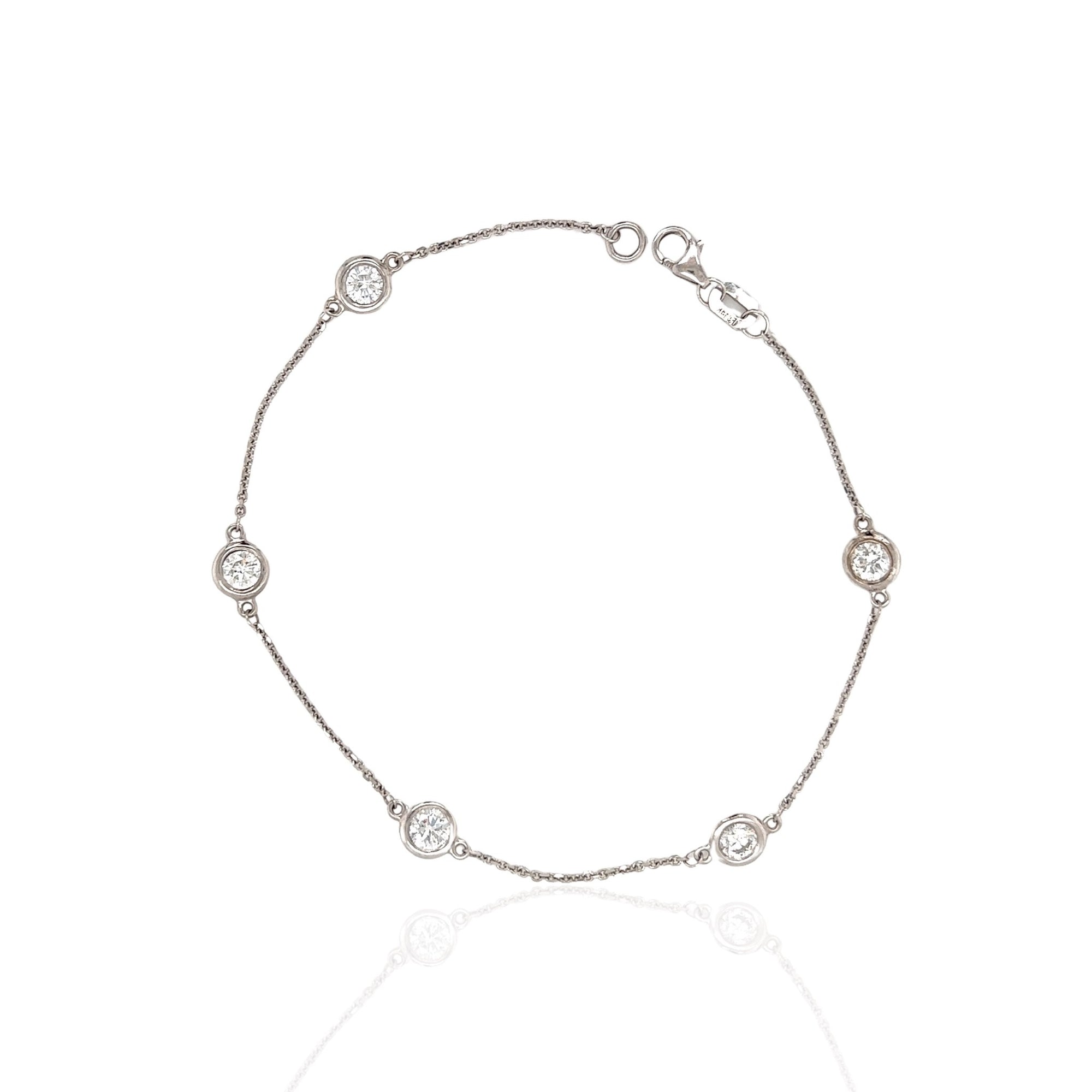 14 Karat White Gold Diamonds and Chains Bracelet