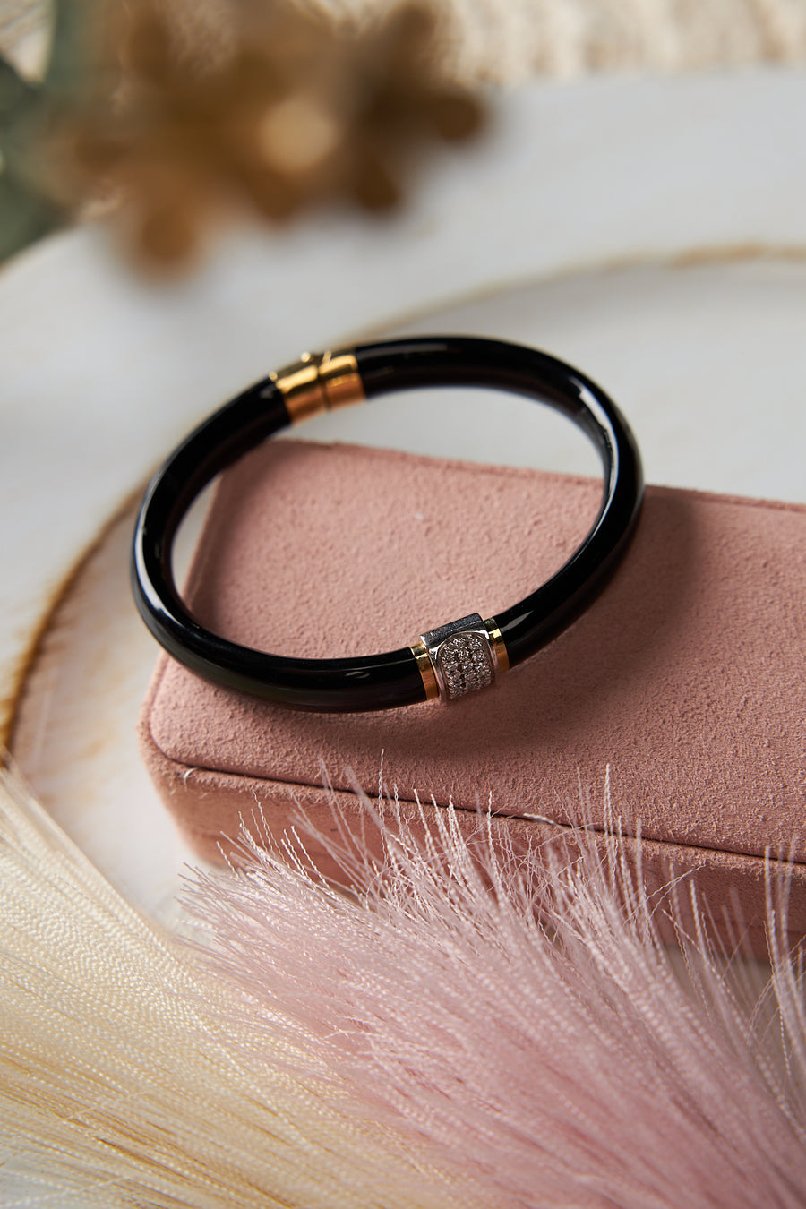 18 Karat Yellow and White Gold Enamel and Diamond Bracelet