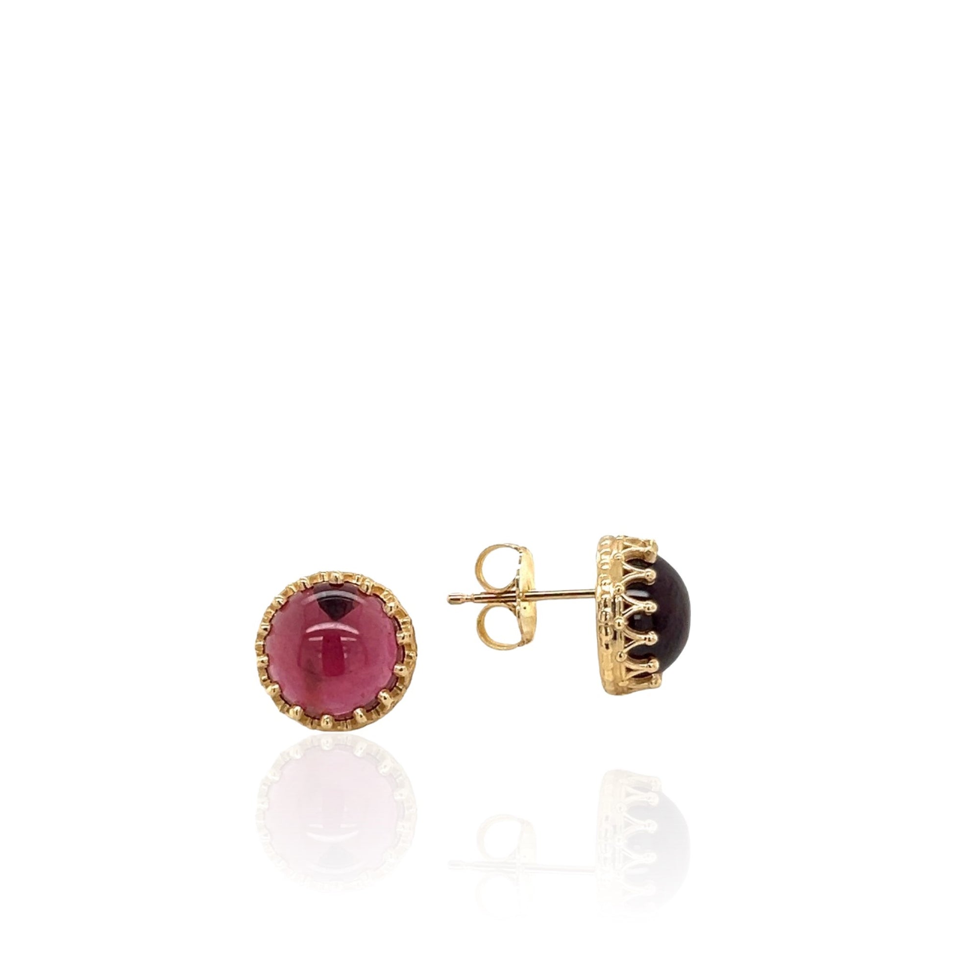 14 Karat Yellow Gold Rhodolite Garnet Earrings