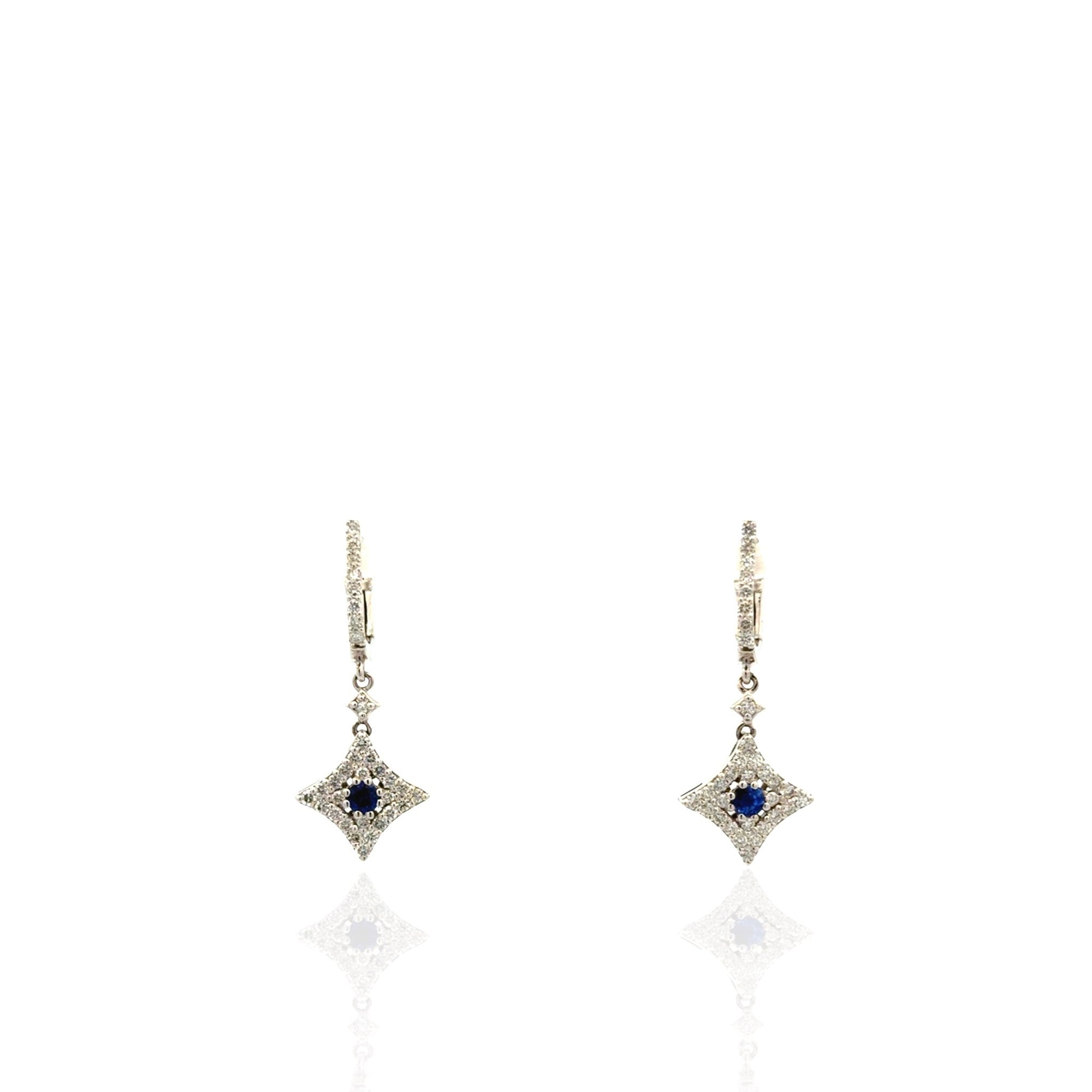 14 Karat White Gold Sapphire and Diamond Earrings