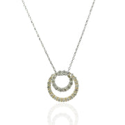 14 Karat White and Yellow Gold Diamond Swirl Necklace
