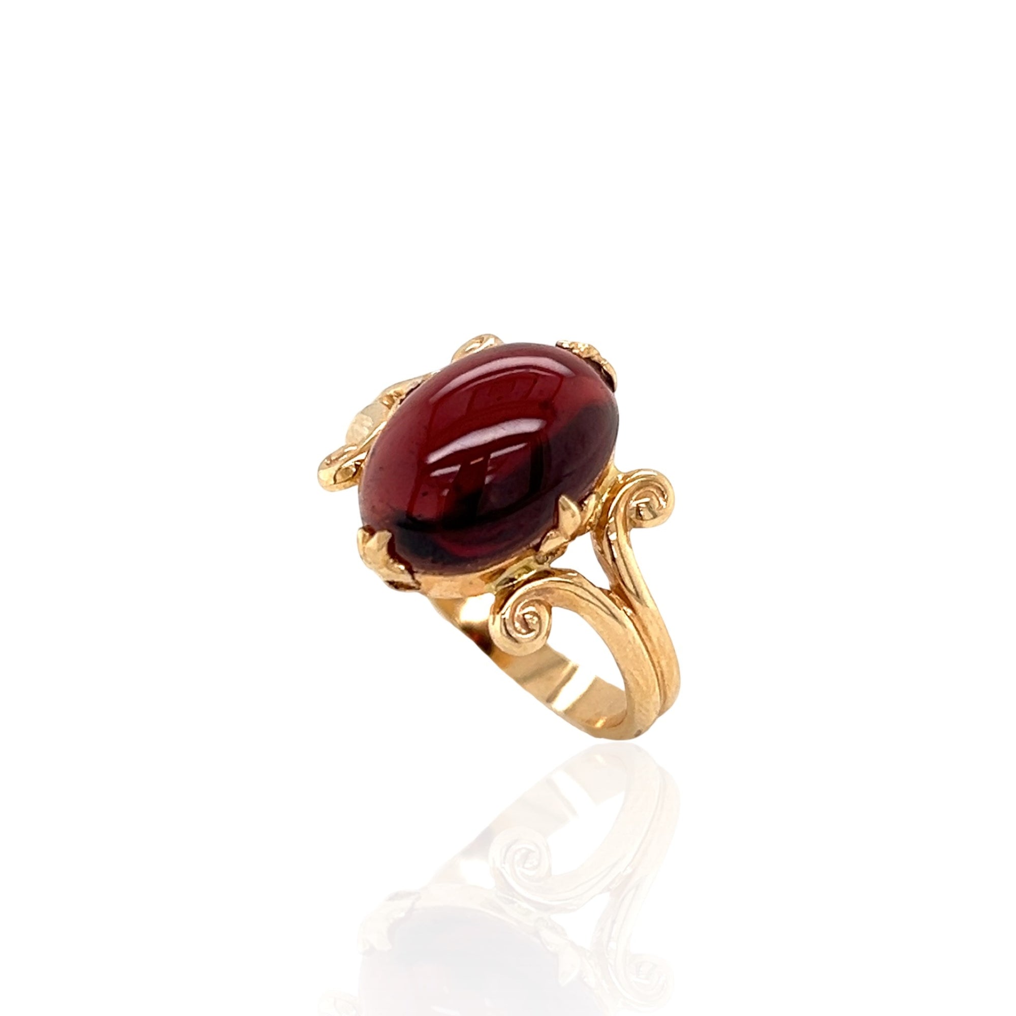 14K Yellow Gold and Pyrope Garnet Ring