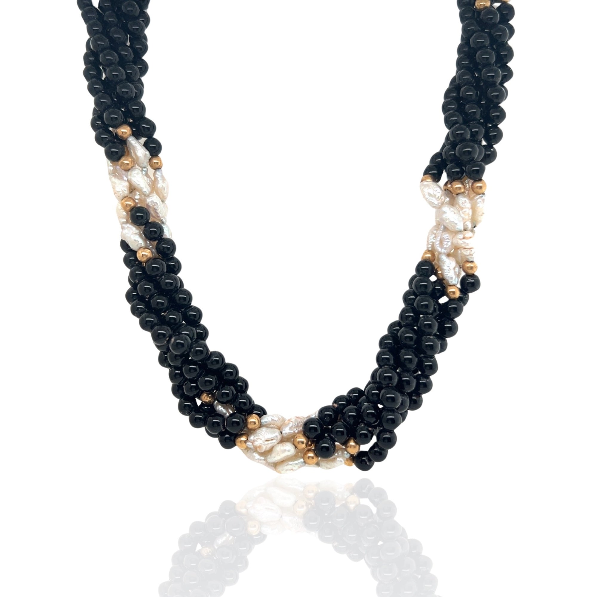 14 Karat Yellow Gold Pearl Necklace