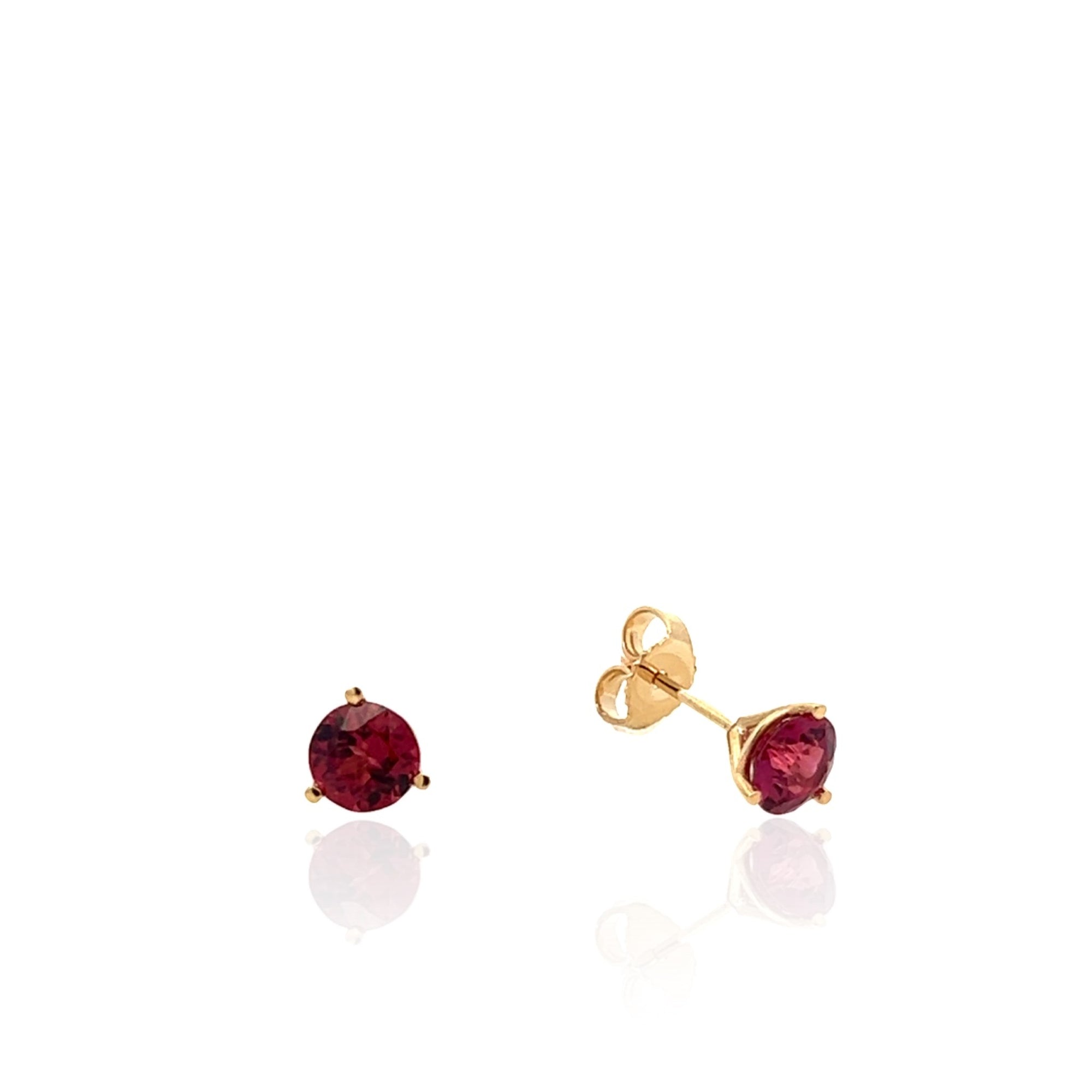 14 Karat Yellow Gold Garnet Earrings