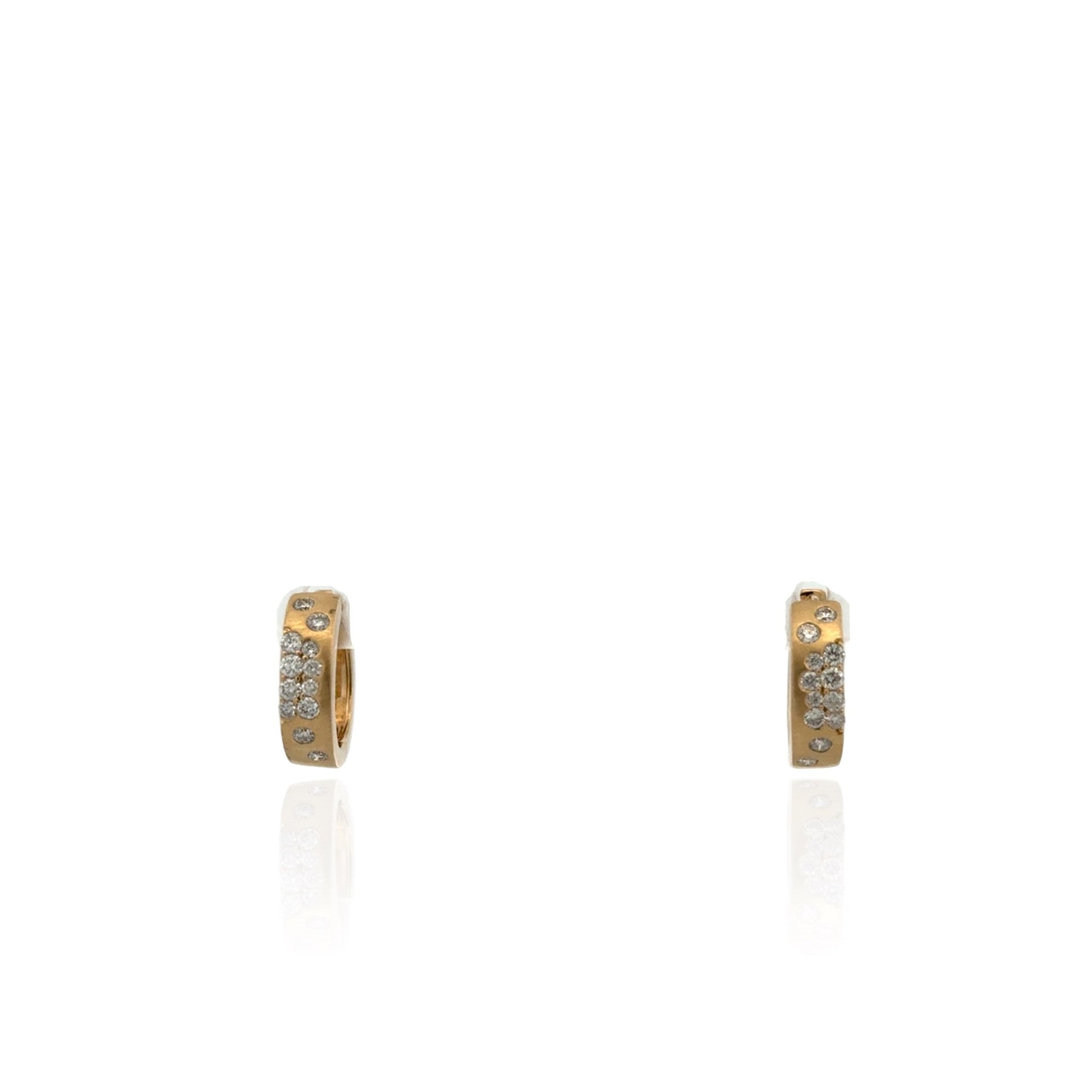 Flush-Set Diamond Huggie Earrings in 14K Yellow Gold