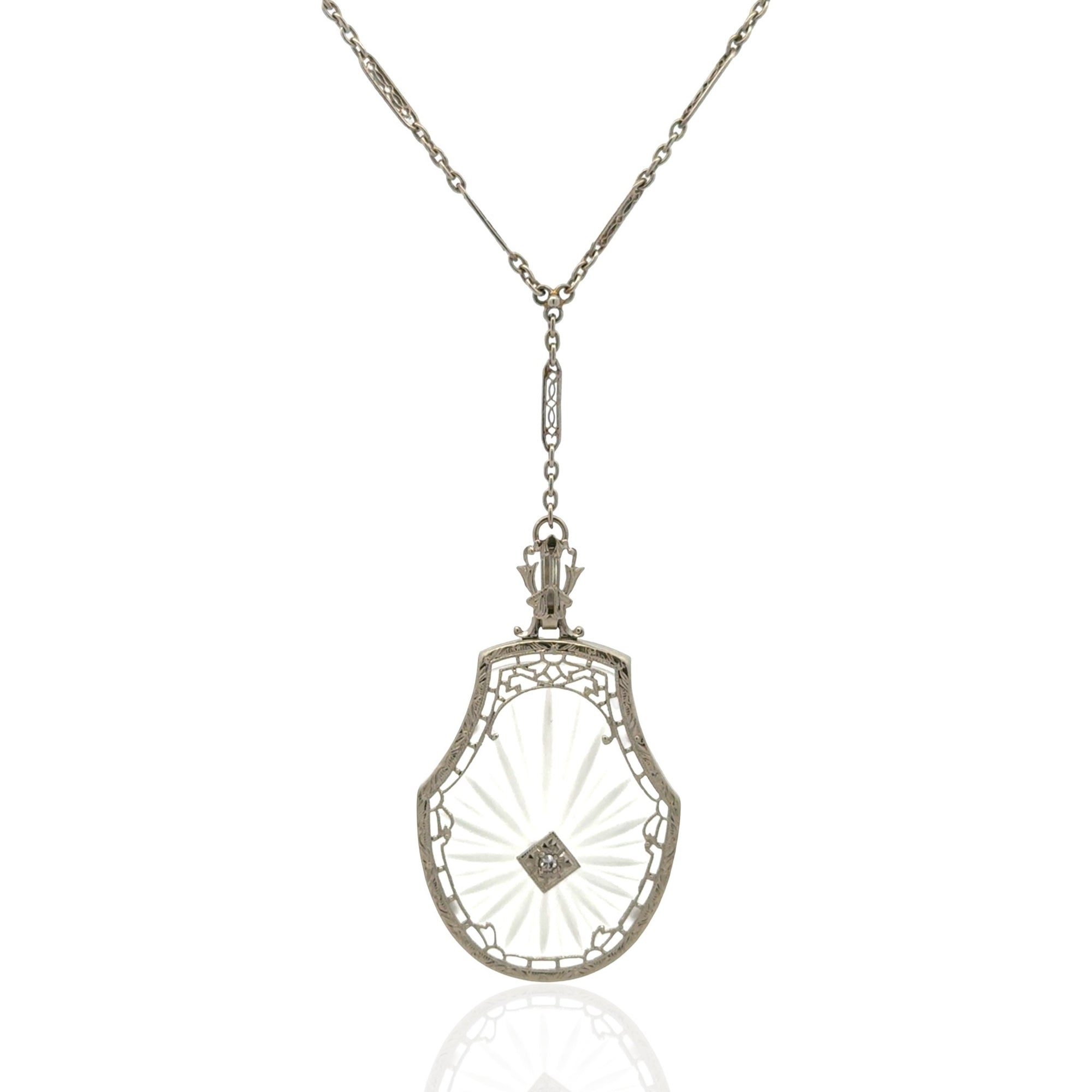 14 Karat White Gold Quartz Necklace