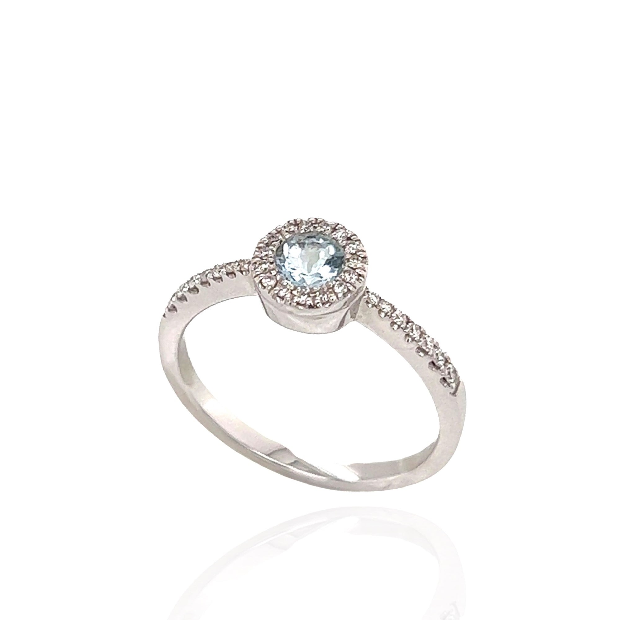 14 Karat White Gold Aquamarine and Diamond Ring