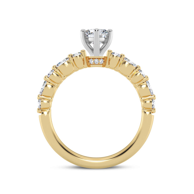 14 Karat Yellow Gold Diamond Semi-Mount Ring