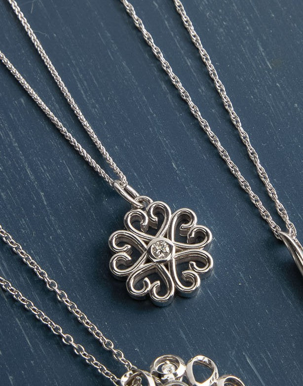 14 Karat White Gold Diamond Necklace