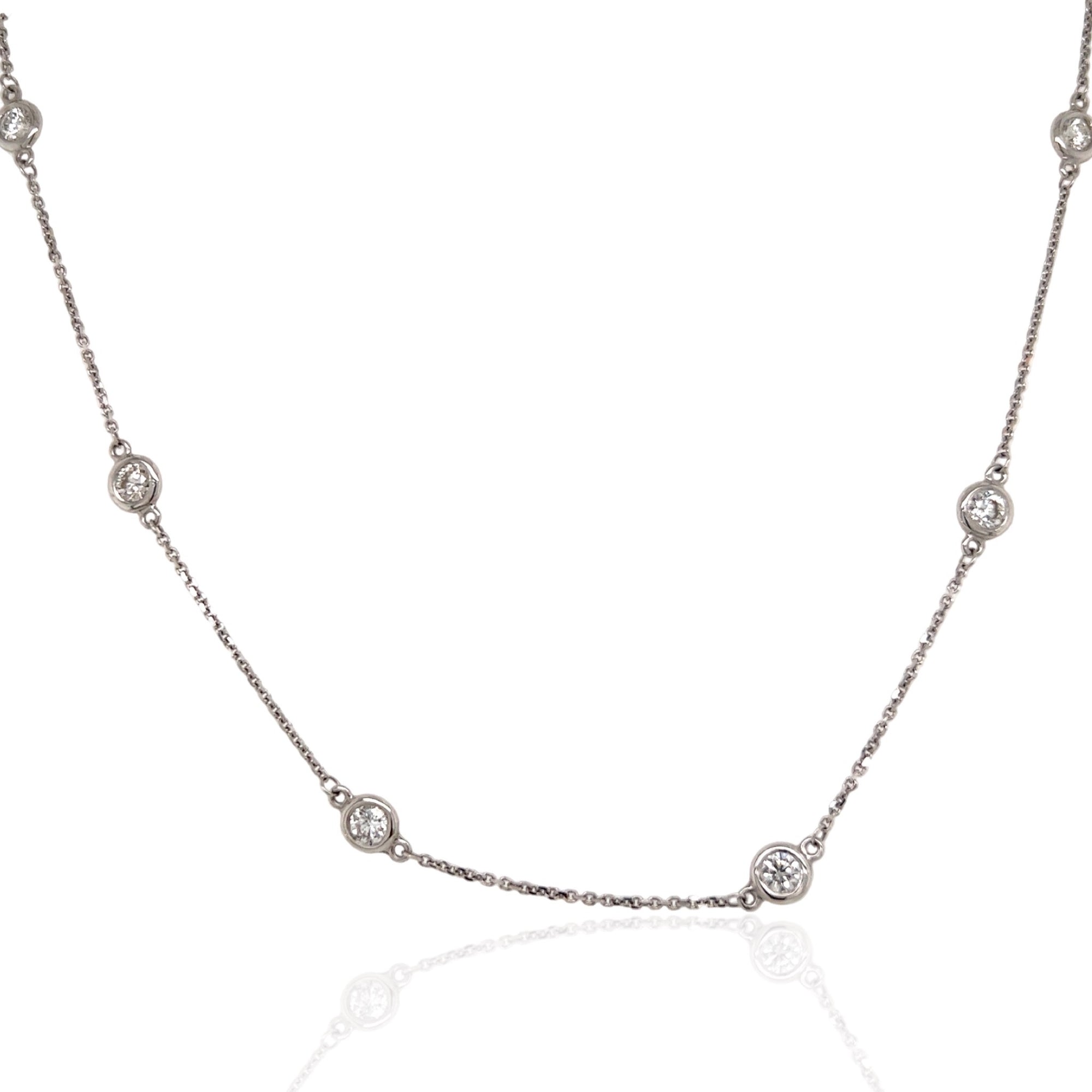 14 Karat White Gold Diamonds By The Yard Necklace