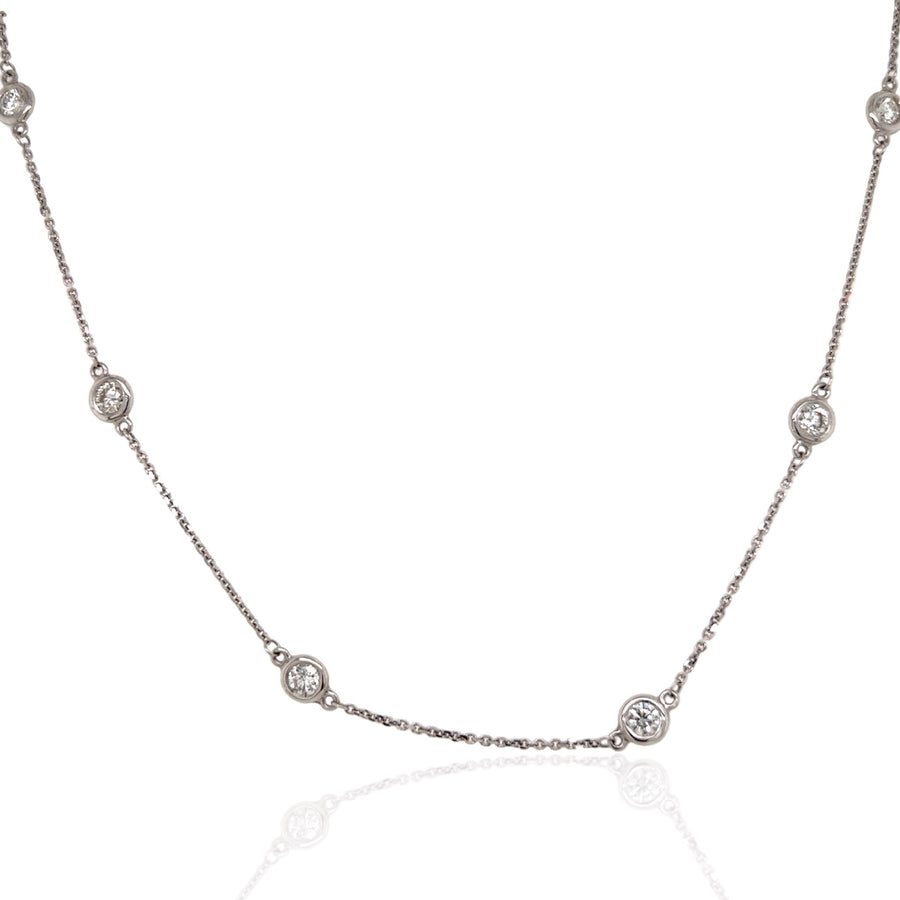 14 Karat White Gold Diamonds By The Yard Necklace