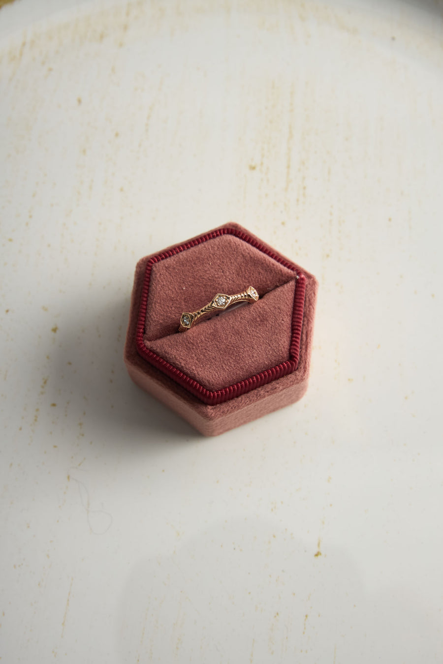 Diamond Hexagon Band in 14K Rose Gold