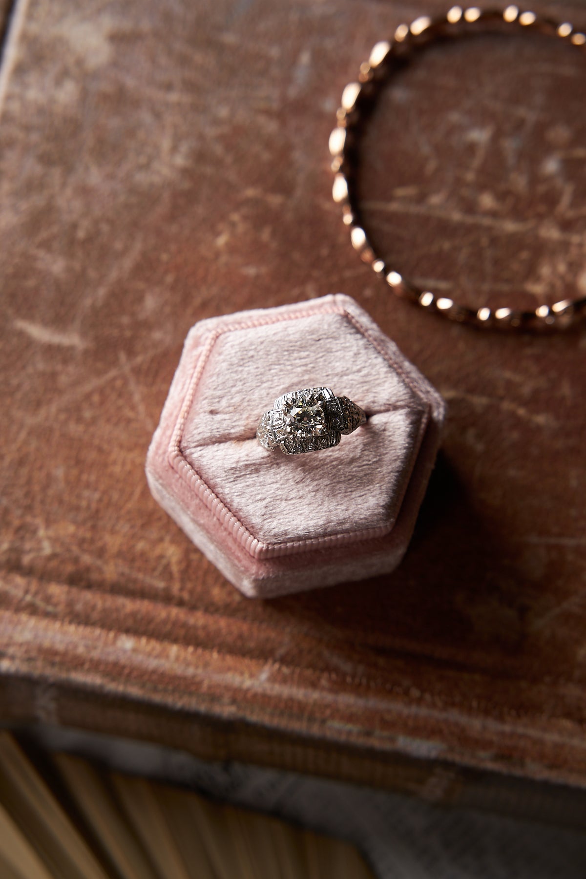 Art Nouveau Style Platinum Diamond Ring